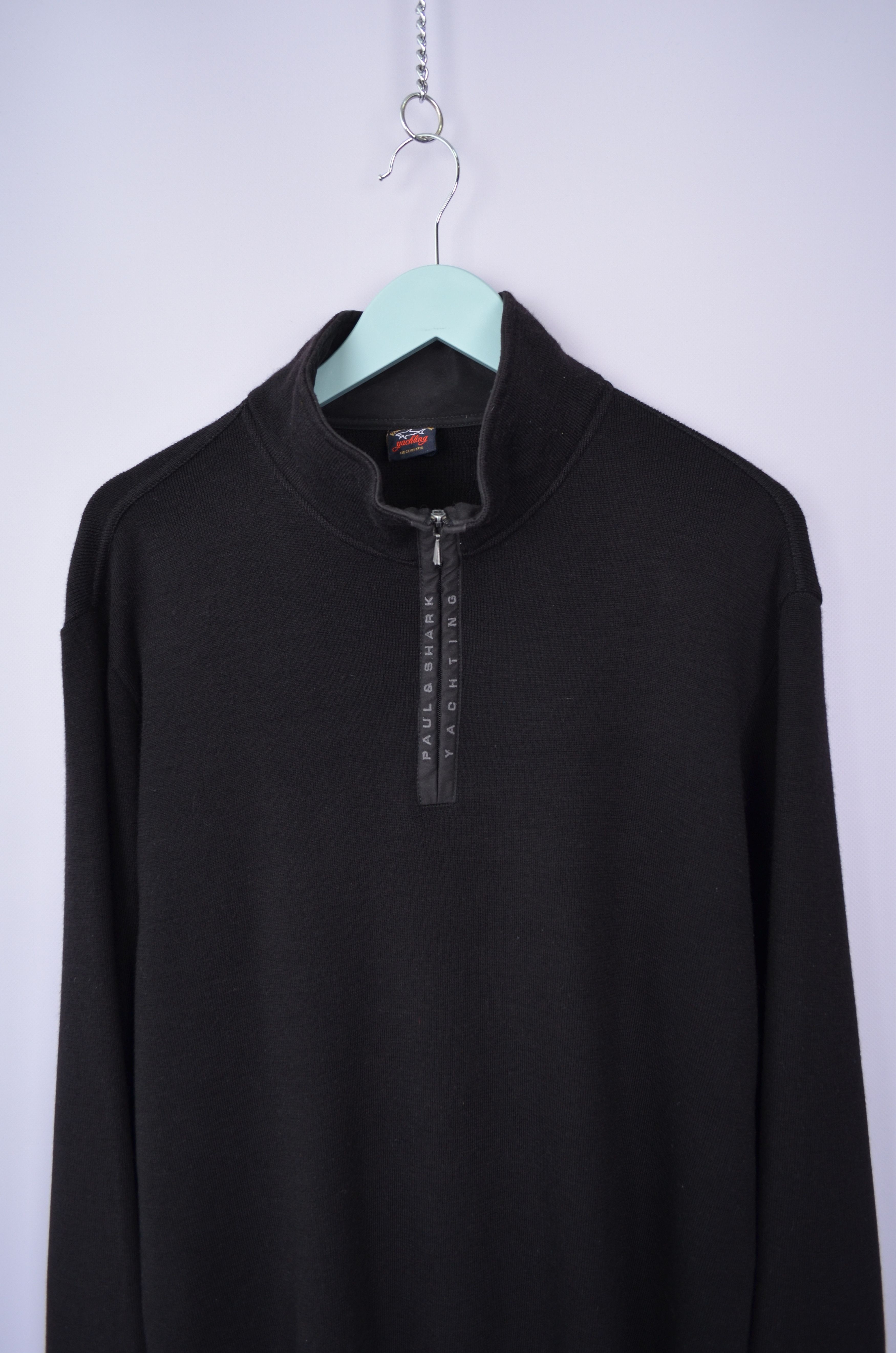 Designer × Paul & Shark Mens Paul & Shark 1/4 Zip Neck Wool Black Sweater Size L Size US L / EU 52-54 / 3 - 2 Thumbnail