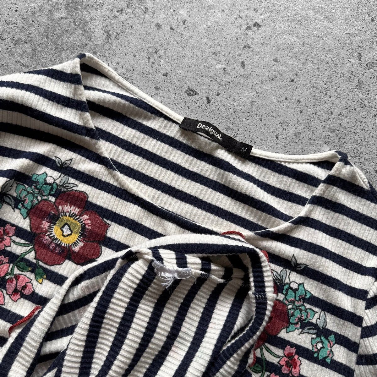 Designer × Desigual Desigual Womens Striped Blouse Top Shirt Floral Print Size M / US 6-8 / IT 42-44 - 6 Thumbnail