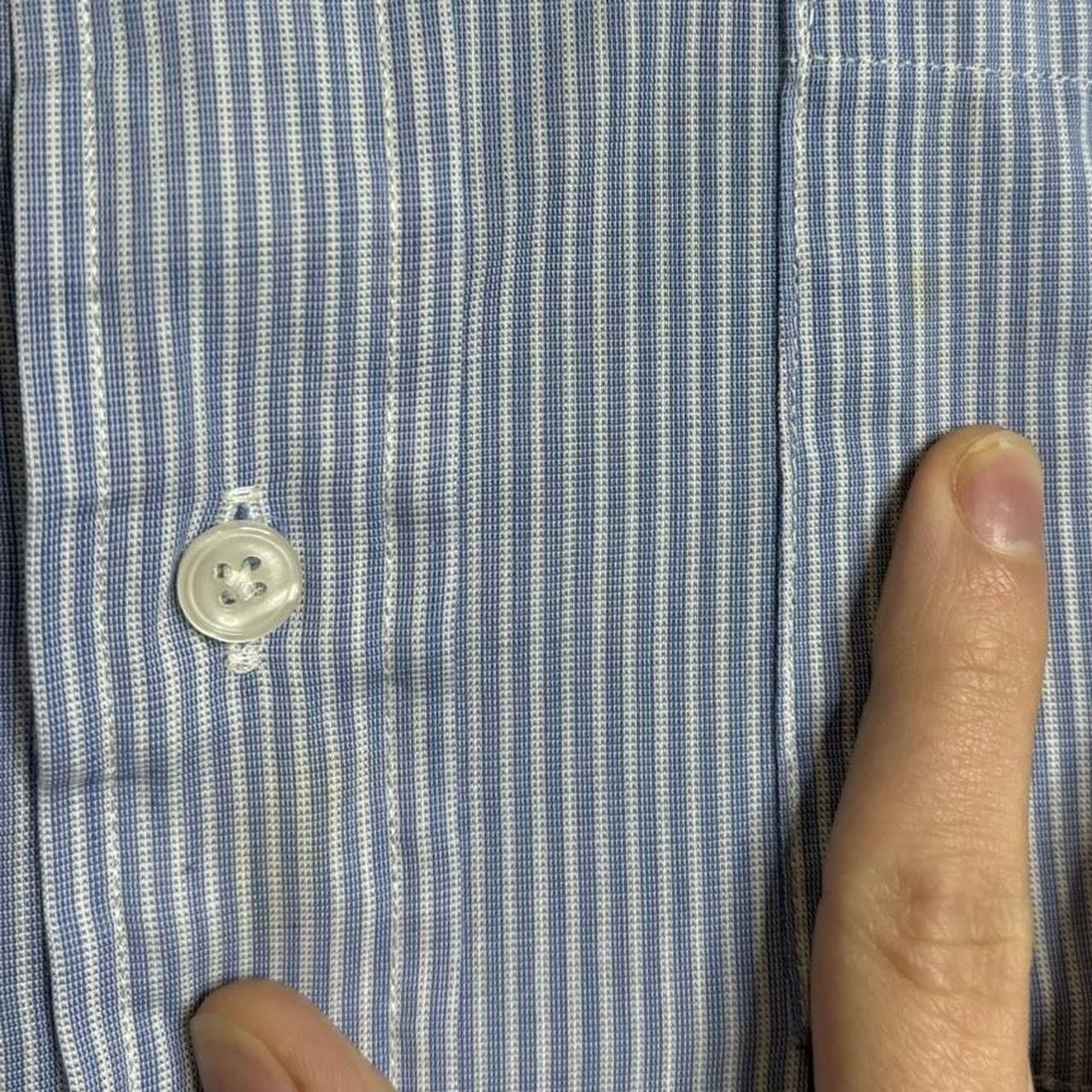 Vintage Vintage 1990s Striped Blue Cropped Boxy Button-Up Shirt Size US S / EU 44-46 / 1 - 2 Thumbnail