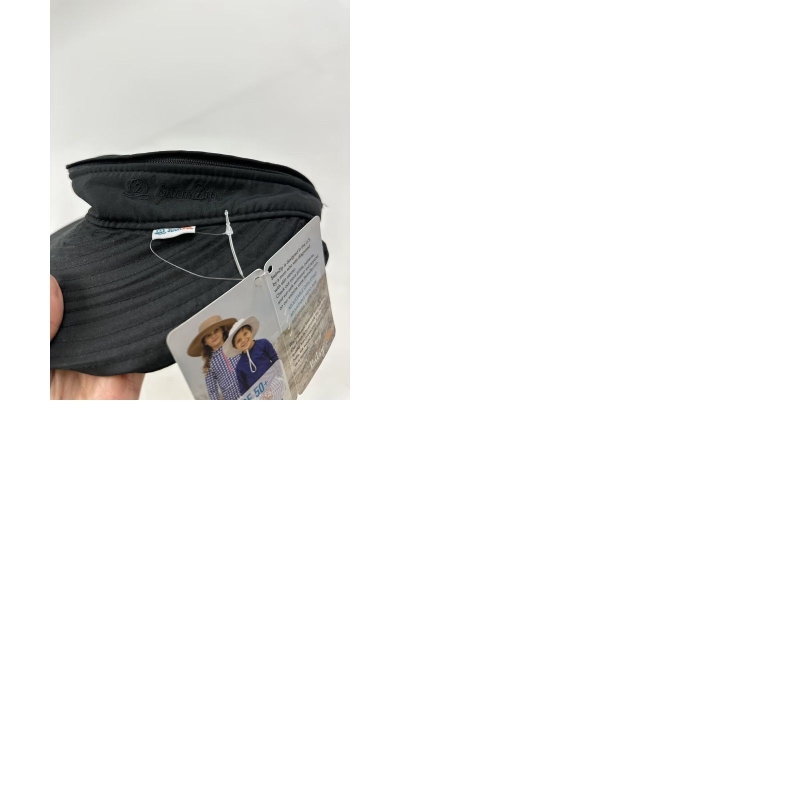 Vintage Swimzip Visor Hat Adult OS Black Zipper UPF 50 Size ONE SIZE - 9 Thumbnail