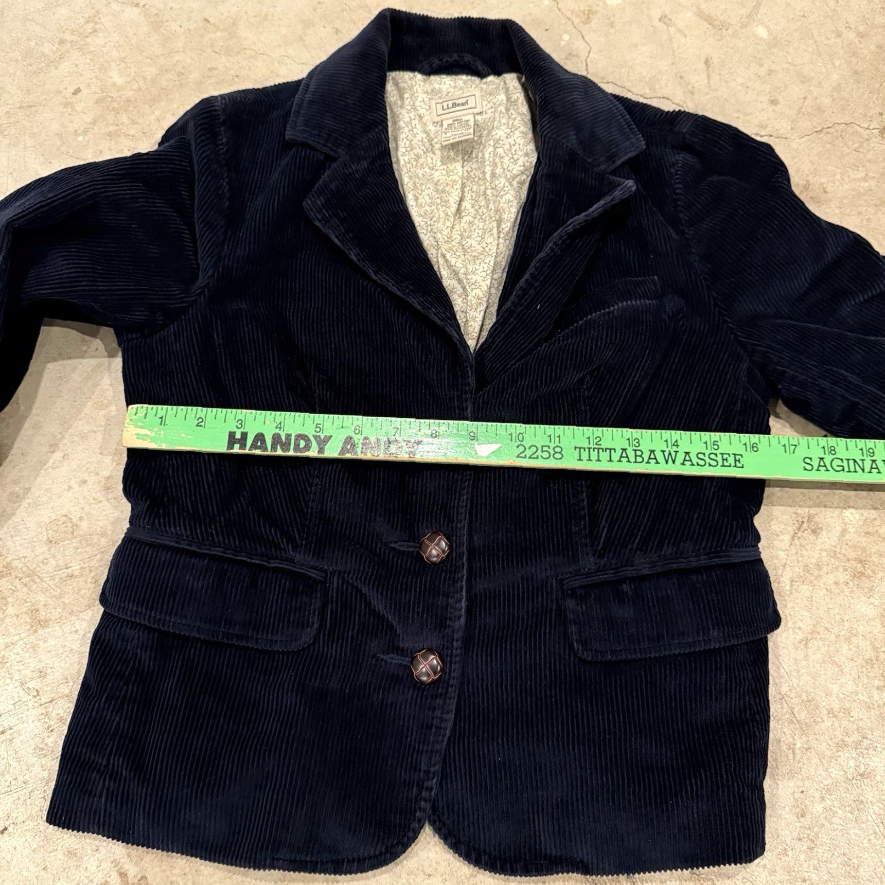 Vintage LL Bean Blazer Petite 8 Navy Blue Corduroy Long Sleeve Button Up Jacket Women's Regular Blazer Short Jacket Size M / US 6-8 / IT 42-44 - 5 Thumbnail
