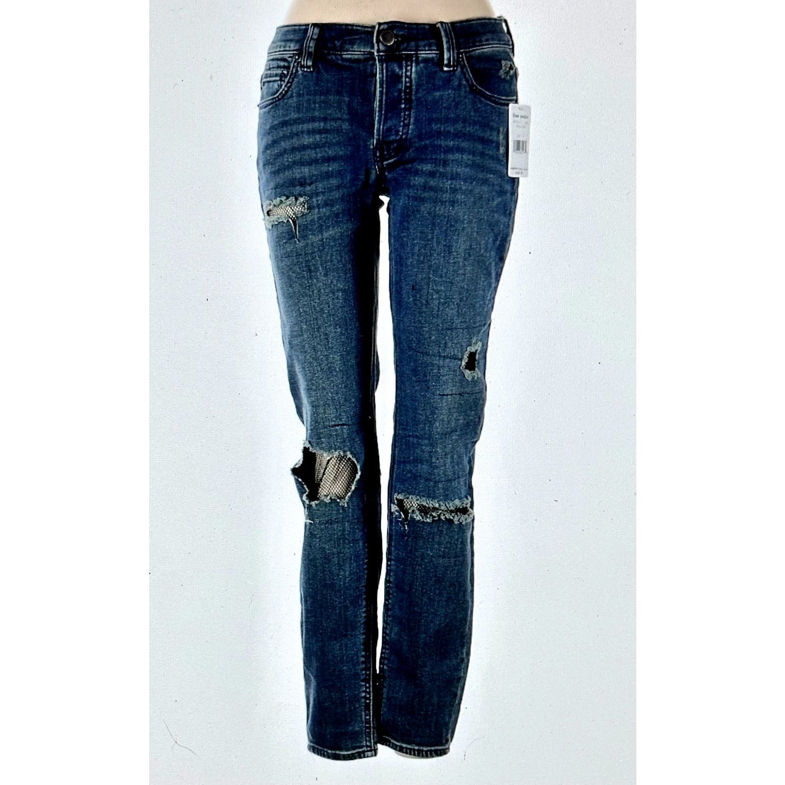 Free People Free People Fishnet-Inlet Skinny Jeans Tupelo Blue 25 Size 25" / US 0 / IT 36 - 4 Thumbnail