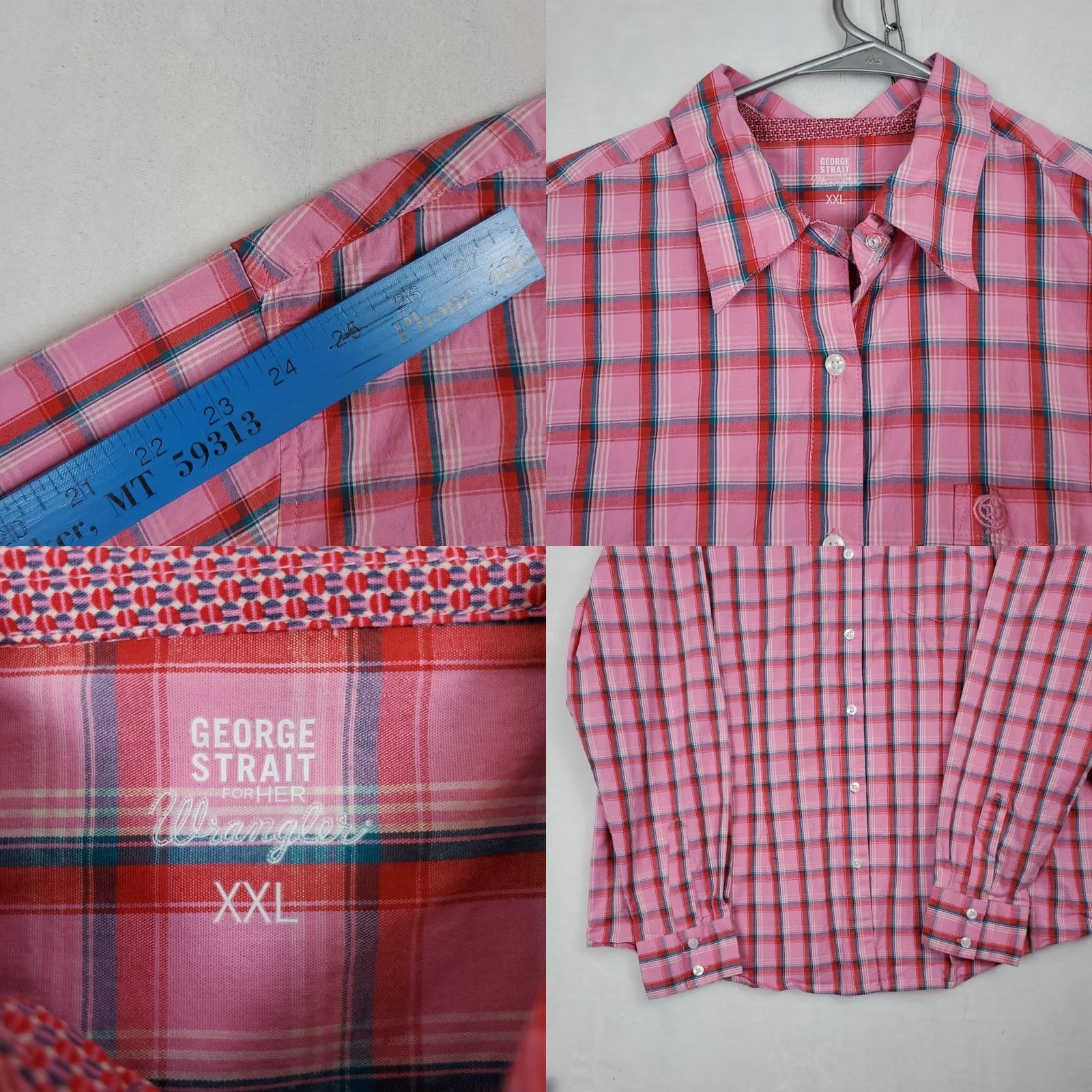 Wrangler VINTAGE? Wrangler George Strait for Her Women's Button-Up Shirt Pink Plaid XXL Cowgirl Size XXL / US 16-18 / IT 52-54 - 8 Thumbnail