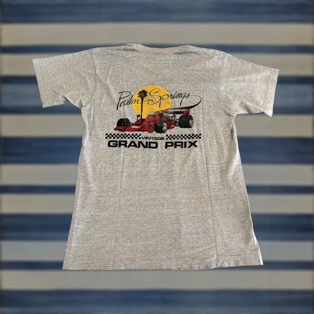 Fruit Of The Loom VINTAGE Fruit of the Loom T-Shirt Palm Springs Grand Prix Gray 90s Cars Racing Large Mens Size US L / EU 52-54 / 3 - 1 Thumbnail
