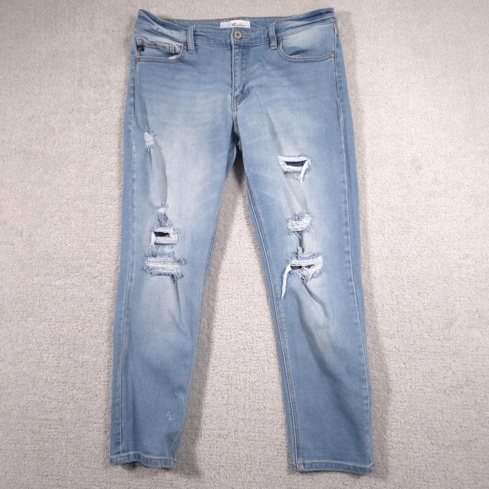 Vintage VINTAGE KanCan Jeans Womens Juniors 9/28 Light Wash Distressed Skinny Stretch Denim Size 30" / US 8 / IT 44 - 2 Thumbnail