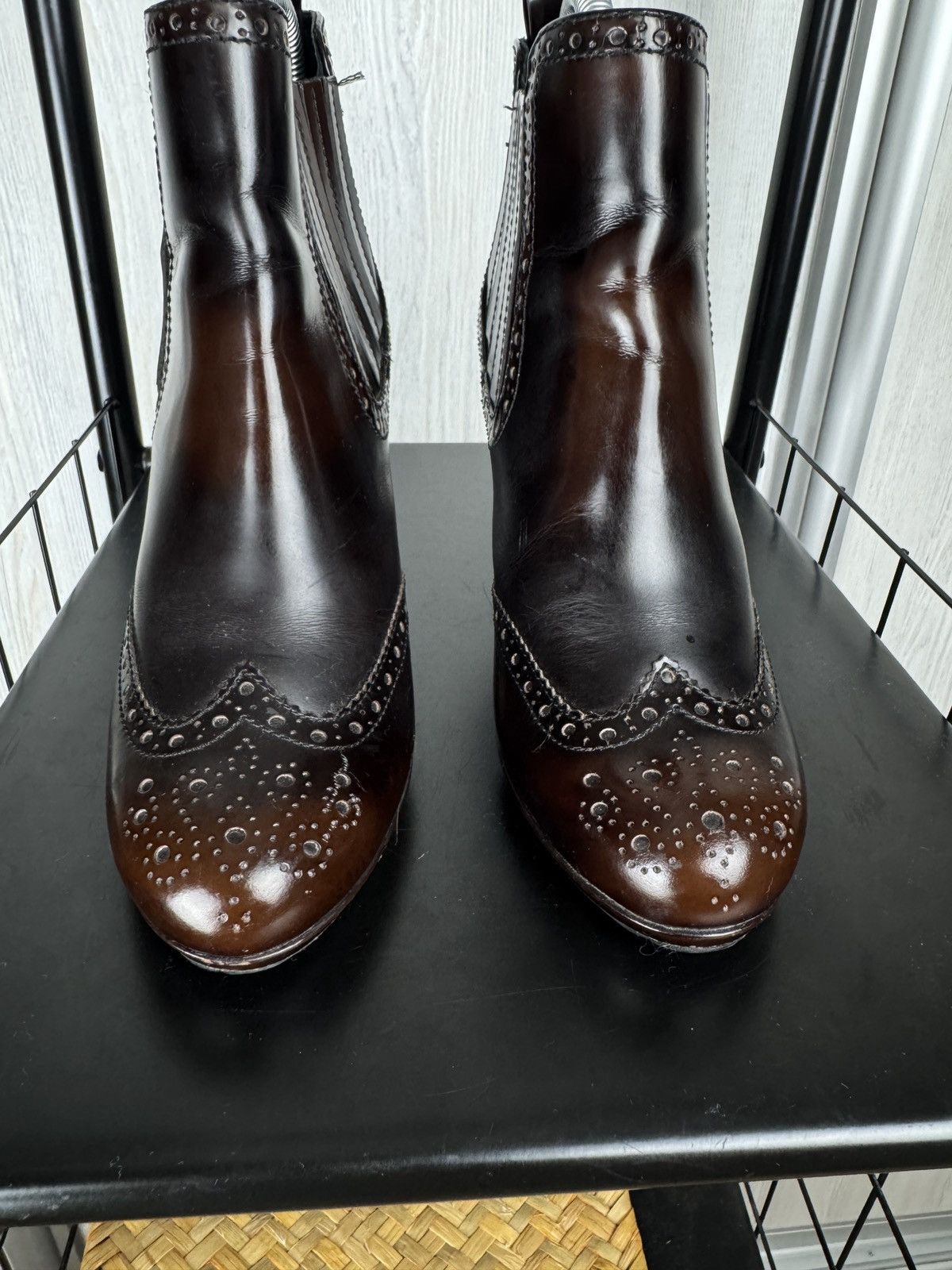 Prada Prada Burgundy Leather Ankle Boots Size 38.5 Size US 8.5 / IT 38.5 - 7 Thumbnail
