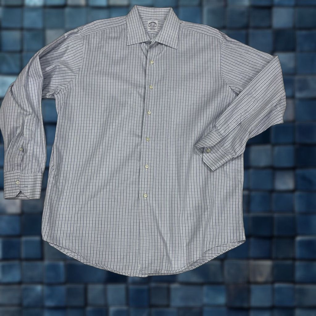 Brooks Brothers Brooks Brothers Dress Shirt Makers & Merchants 16 1/2 - 34 Egyptian Cotton Blue Long Sleeve Button-Front Casual Formal Business Size 46R - 1 Thumbnail