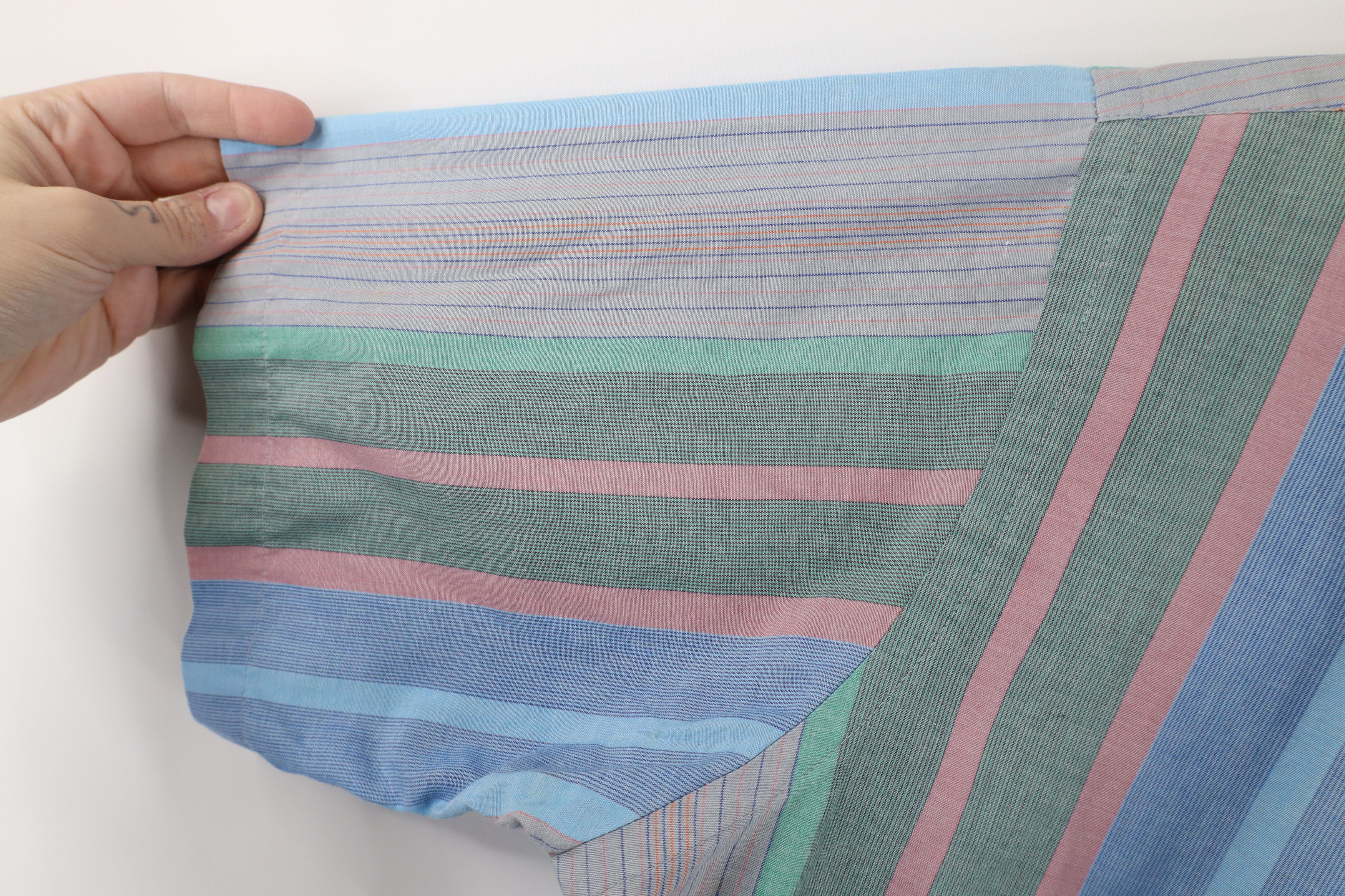 Vintage Vintage 90 Streetwear Pastel Rainbow Striped Button Shirt Size US XL / EU 56 / 4 - 6 Thumbnail