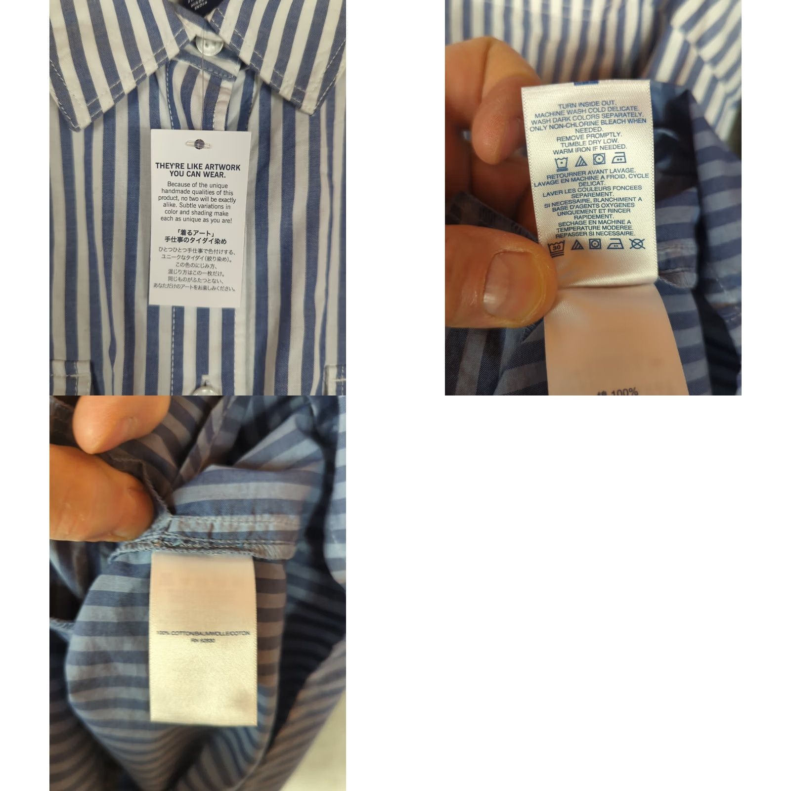 Lands' End Lands' End Shirt Dress 1X Blue Ombre Button Front Collared Long Sleeve Knee Length Plus Size Womens Vintage No N/A Size XL / US 12-14 / IT 48-50 - 10 Thumbnail
