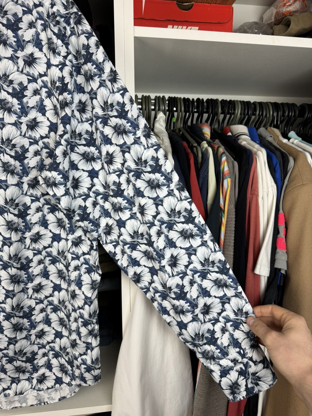 Strenstroms Stenströms Fitted Body Floral Print LS Shirt Size 17.5/44 Size US XL / EU 56 / 4 - 11 Thumbnail