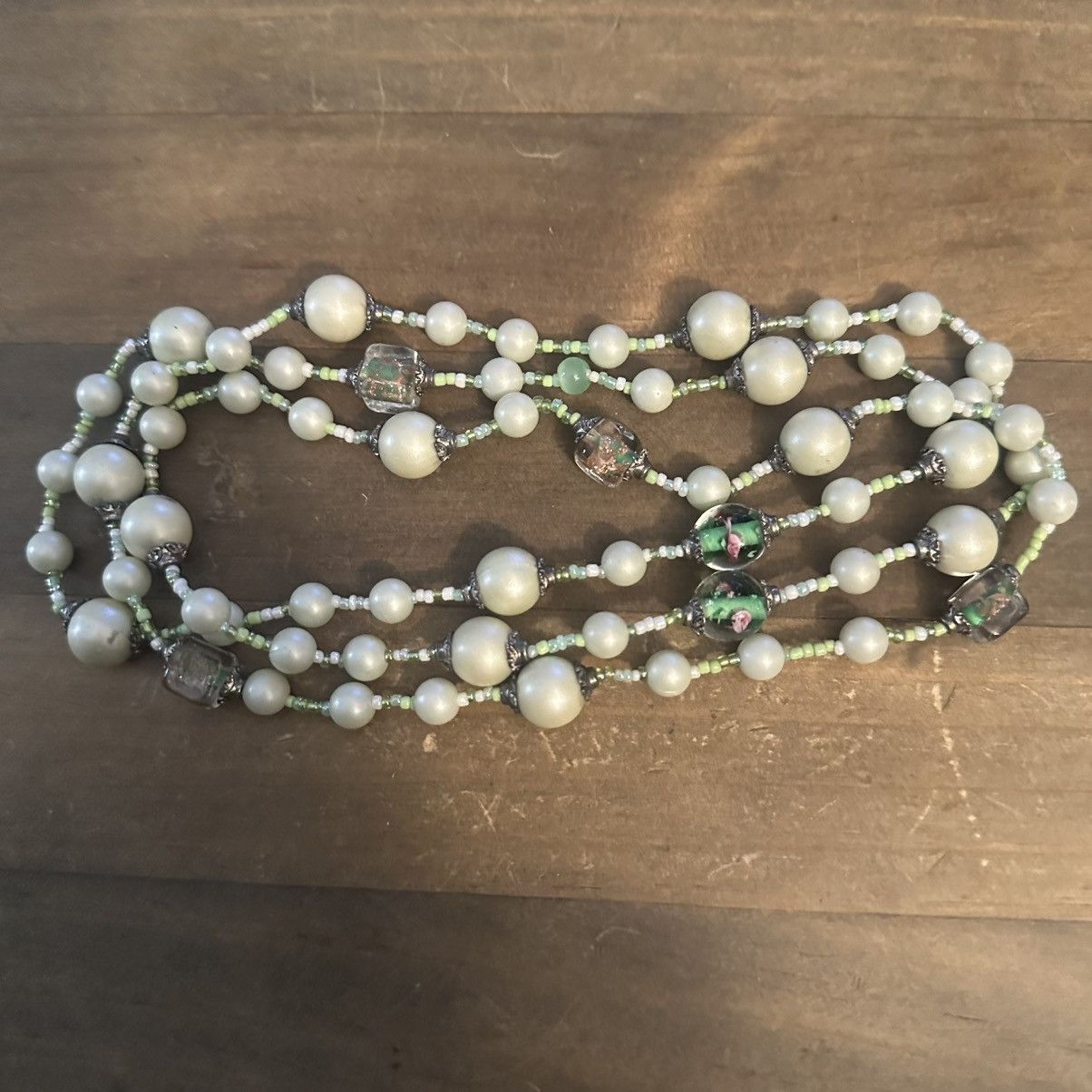 Vintage Vintage long light green pearl & Murano glass bead necklace Size ONE SIZE - 2 Thumbnail
