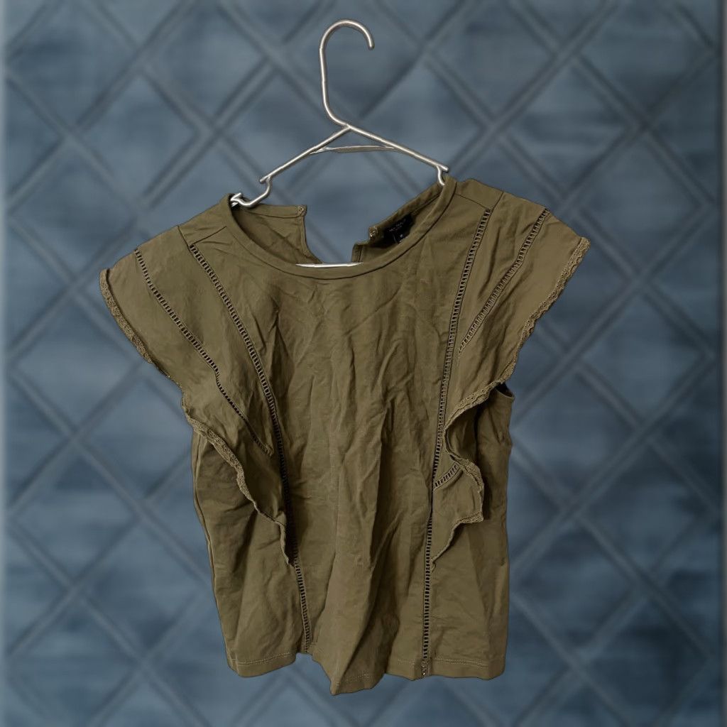 Ann Taylor VINTAGE Ann Taylor Blouse Shirt Womens PS Cap Sleeve Green 90s Petite Small Green Cap Sleeve US PS Womens Size S / US 4 / IT 40 - 1 Thumbnail
