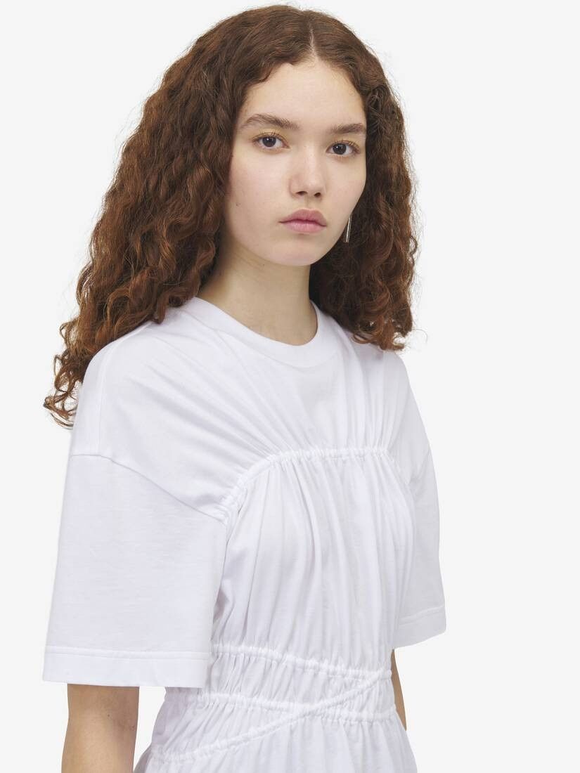 Alexander McQueen o1srvl11e0326 Gathered T-Shirt in White Size M / US 6-8 / IT 42-44 - 5 Thumbnail