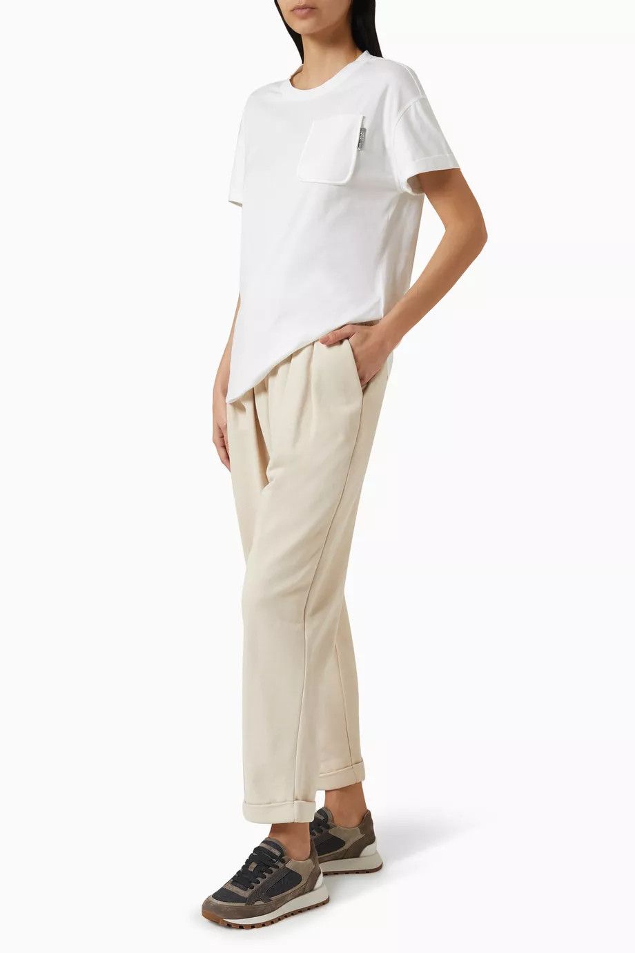 Brunello Cucinelli o1w1db10825 Blouse in White Size XL / US 12-14 / IT 48-50 - 2 Thumbnail