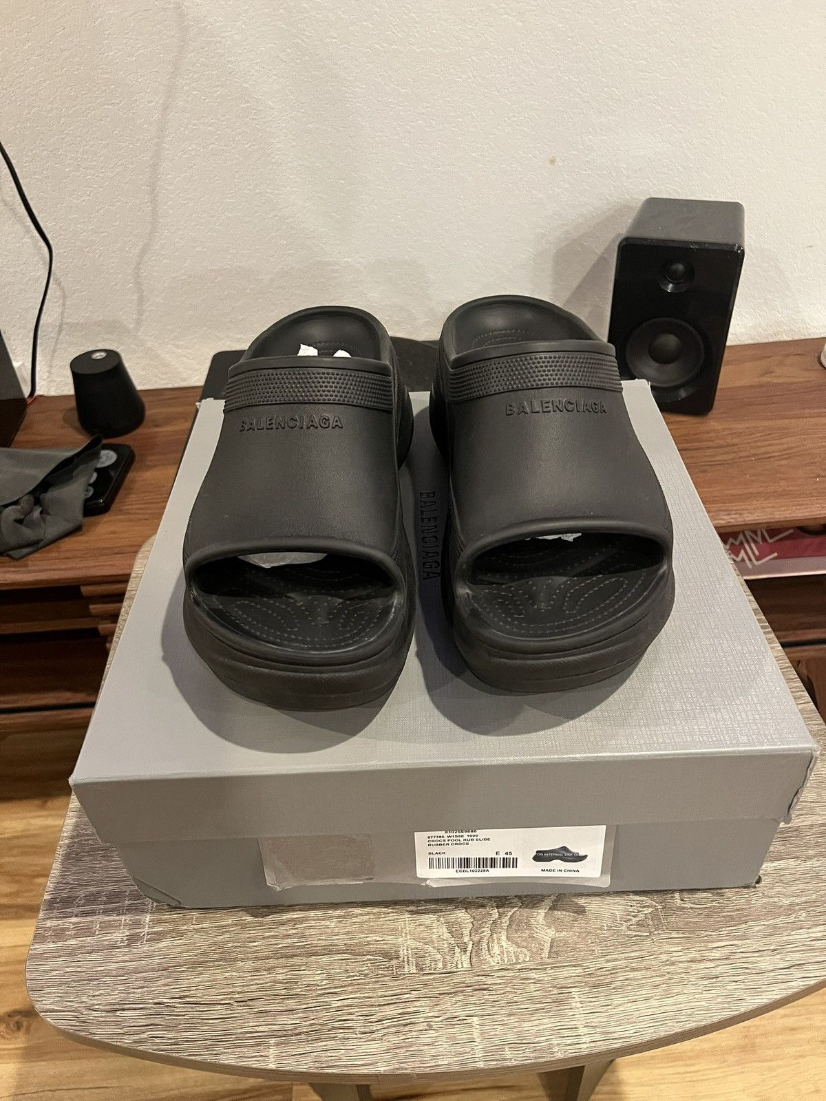 Balenciaga × Crocs Balenciaga Crocs Pool Rubber Slides Sandals Black Size US 12 / EU 45 - 3 Thumbnail
