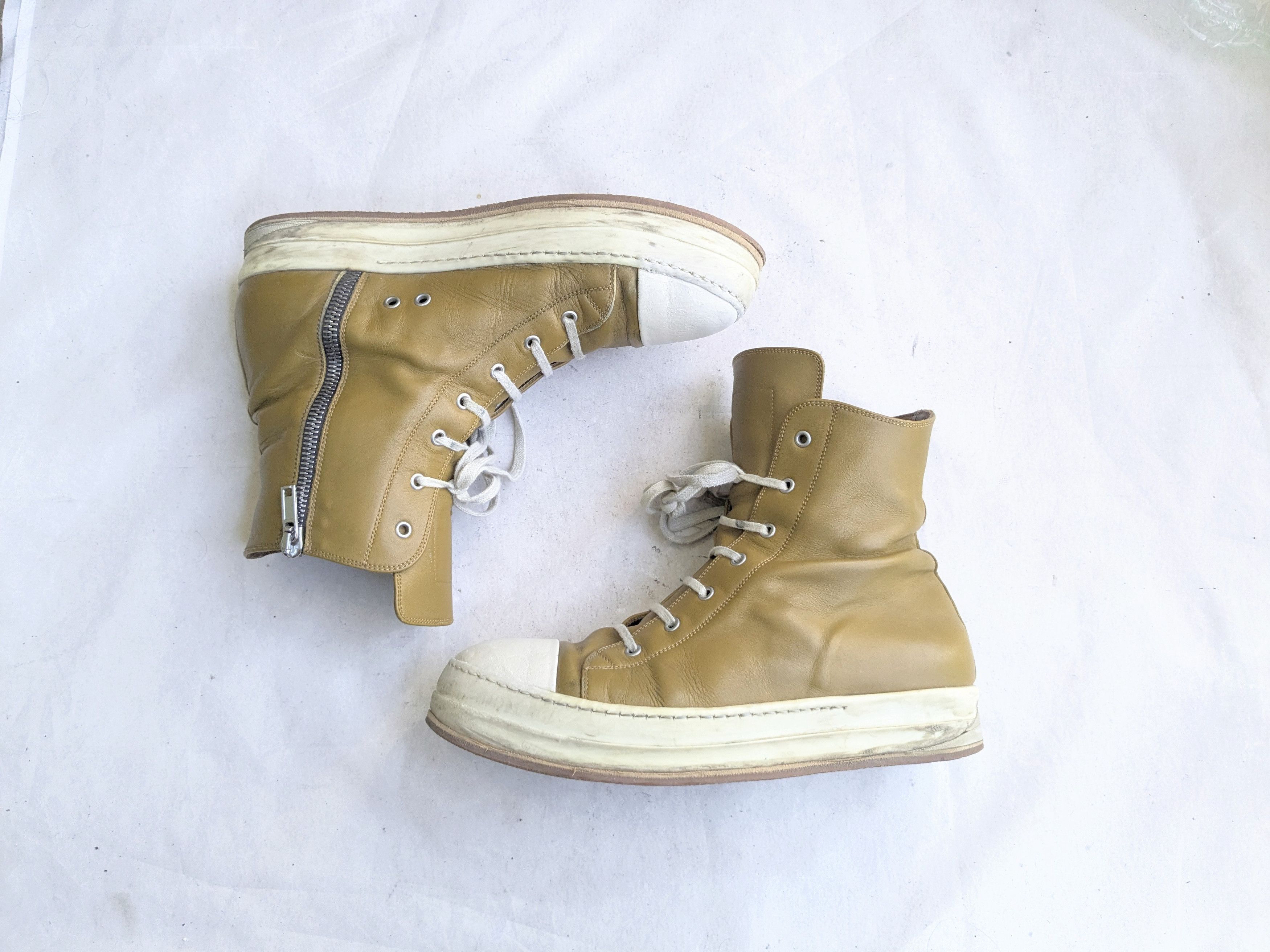 Rick Owens Rick Owens Ramones Mainline High Top Leather Sneakers 13 46 Size US 13 / EU 46 - 1 Thumbnail