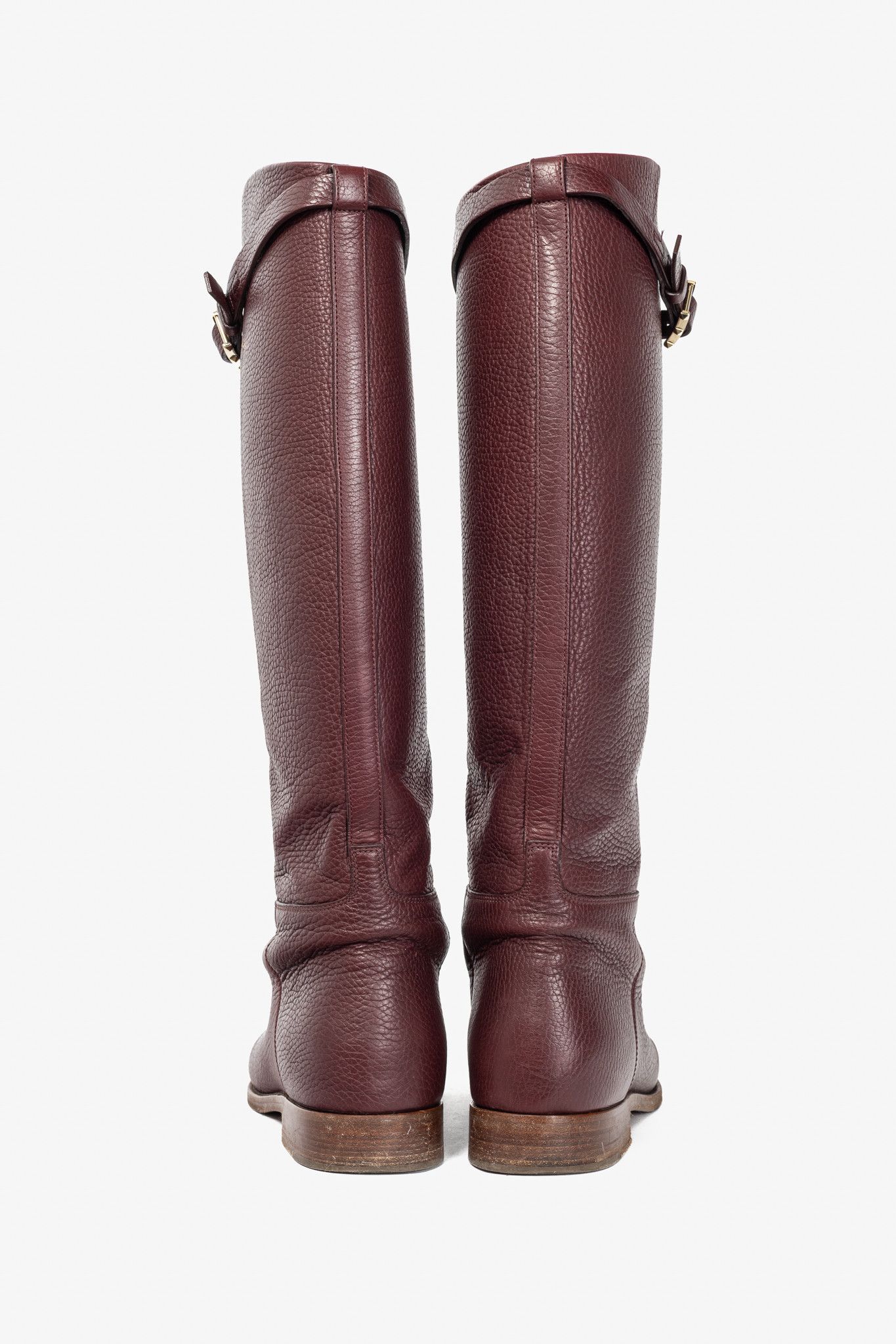 Valentino Valentino Garavani Pebbled Rockstud-Buckle Riding Boots Size US 8.5 / IT 38.5 - 3 Thumbnail