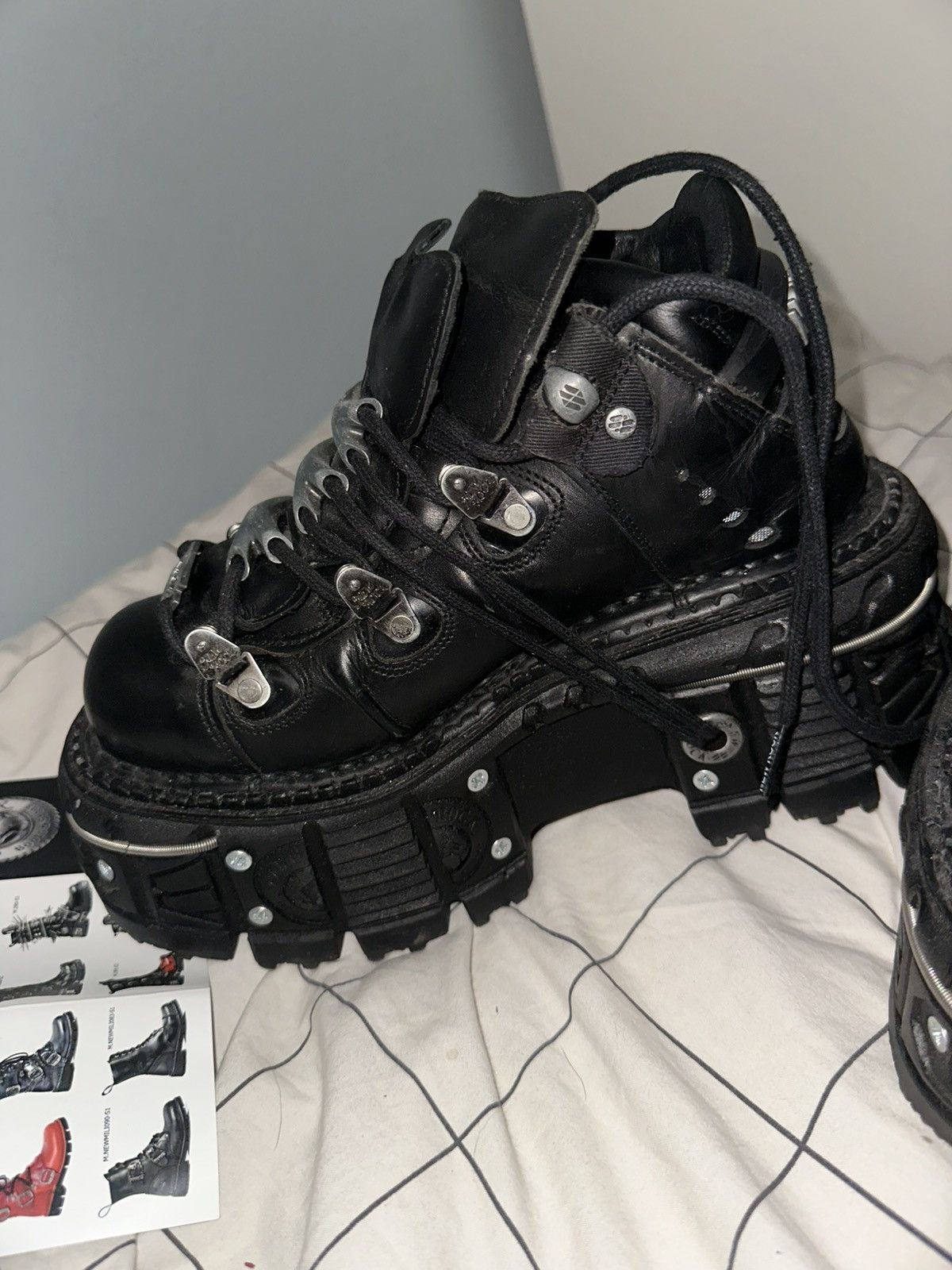 New Rock New Rock Black Platform Gothic Boots Punk Y2K Chunky Sole Size US 9 / IT 39 - 6 Thumbnail