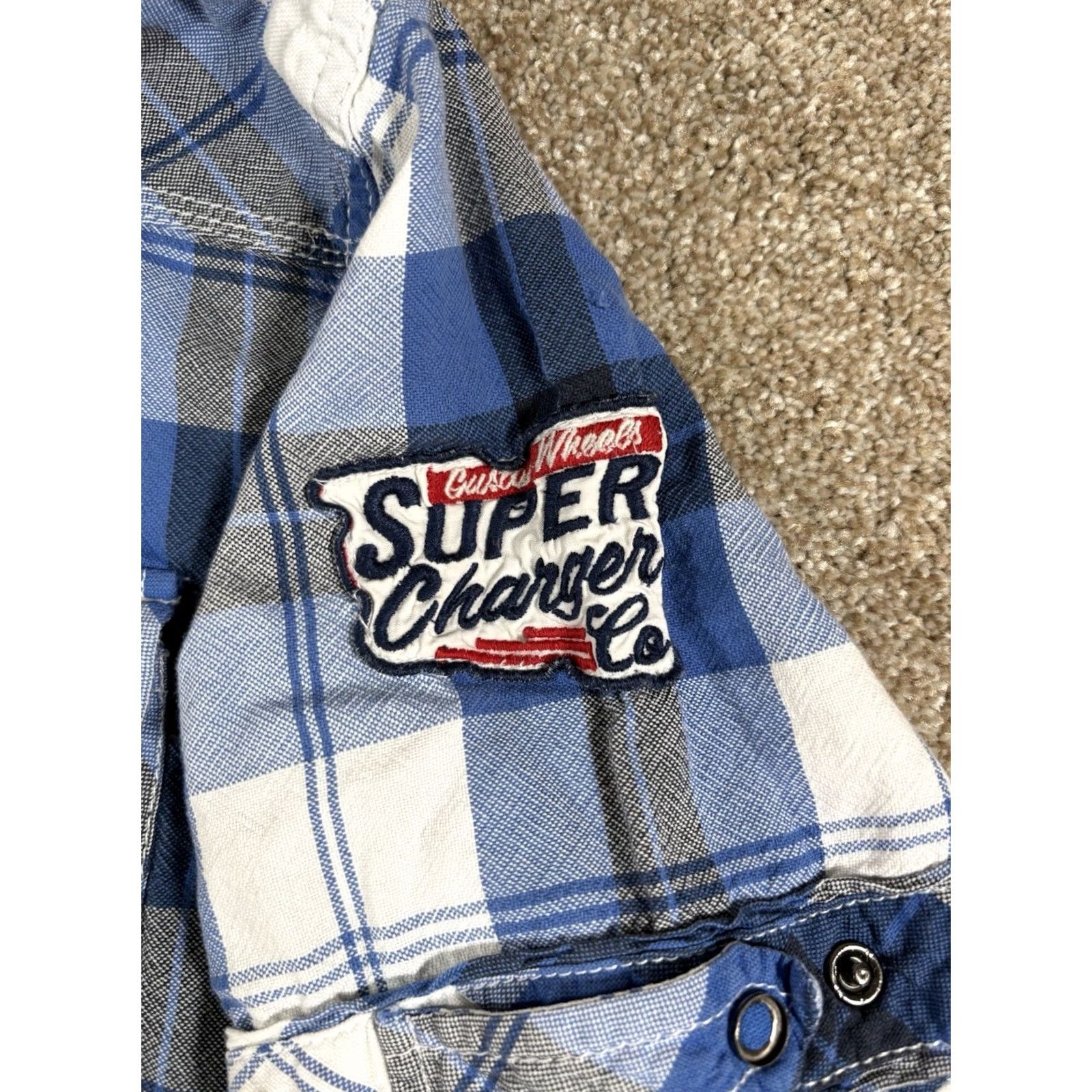 Petrol Industries Petrol Industries Blue Plaid Pearl Snap Embroidered Work Shirt Mens Large Button-Up Shirt Size US L / EU 52-54 / 3 - 3 Thumbnail