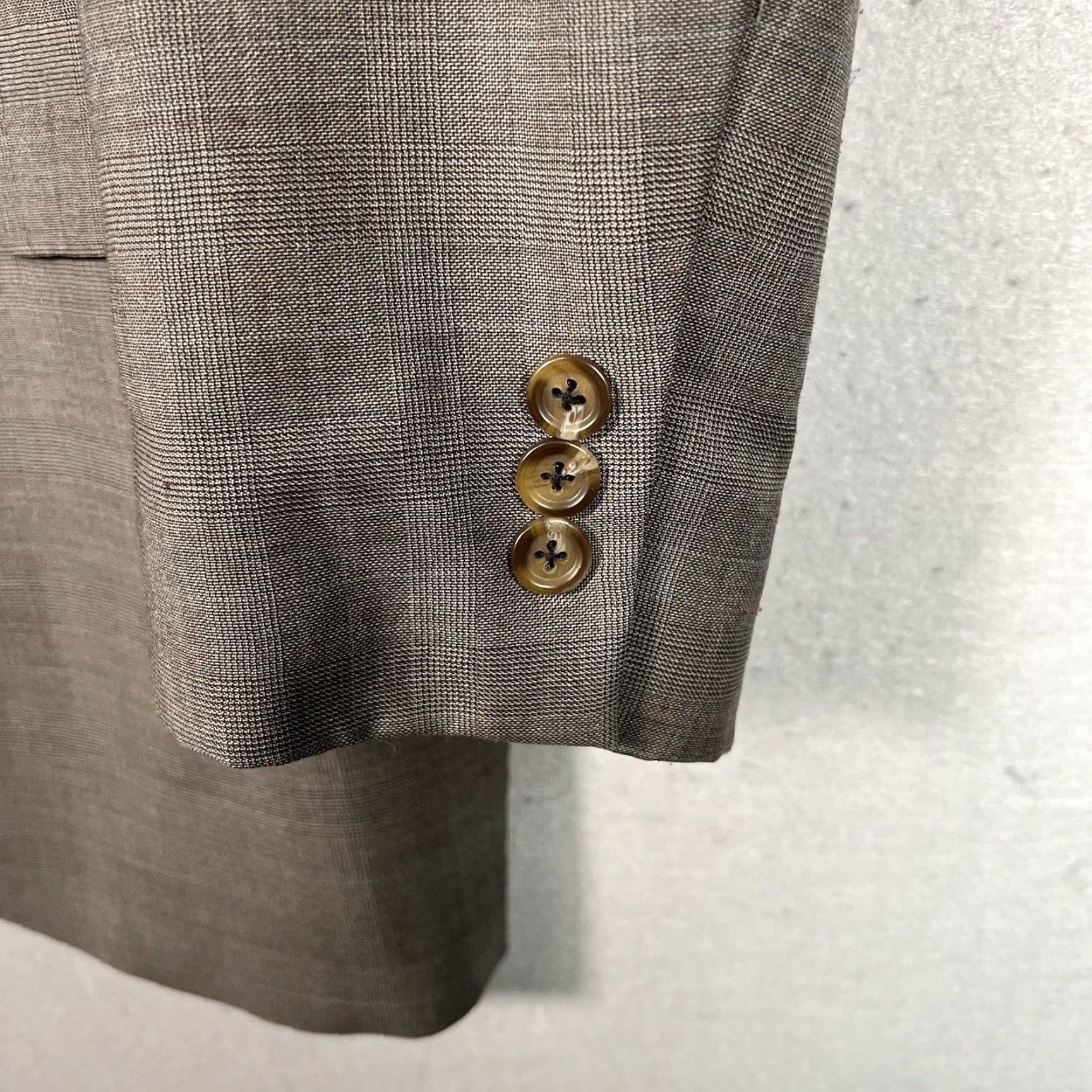 Ralph Lauren VINTAGE Lauren Ralph Lauren Wool & Cashmere Sport Coat Blazer 2 Button Single-Breasted Mens 42R Brown Houndstooth Tweed Canada 90s? Size 42R - 6 Thumbnail