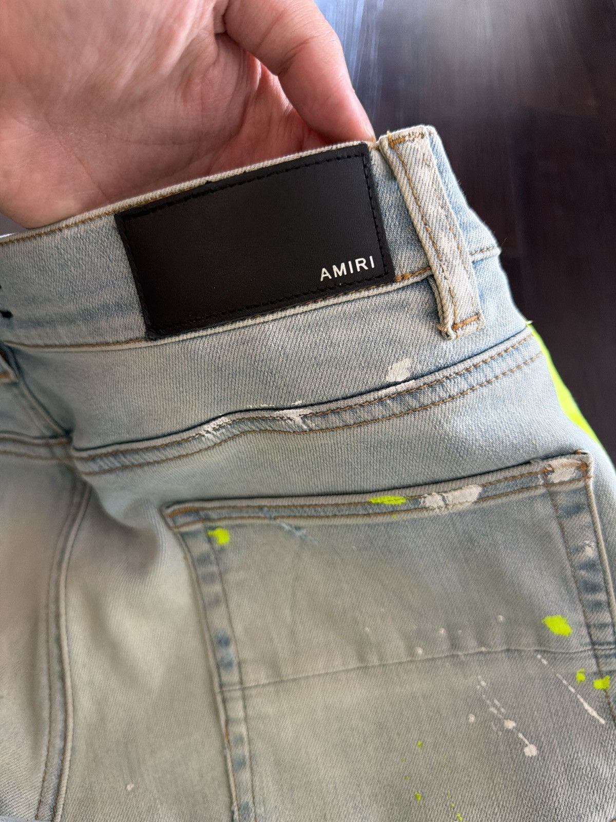 Amiri Amiri Neon Green Paint Splatter Striped Jeans Size US 34 / EU 50 - 6 Thumbnail