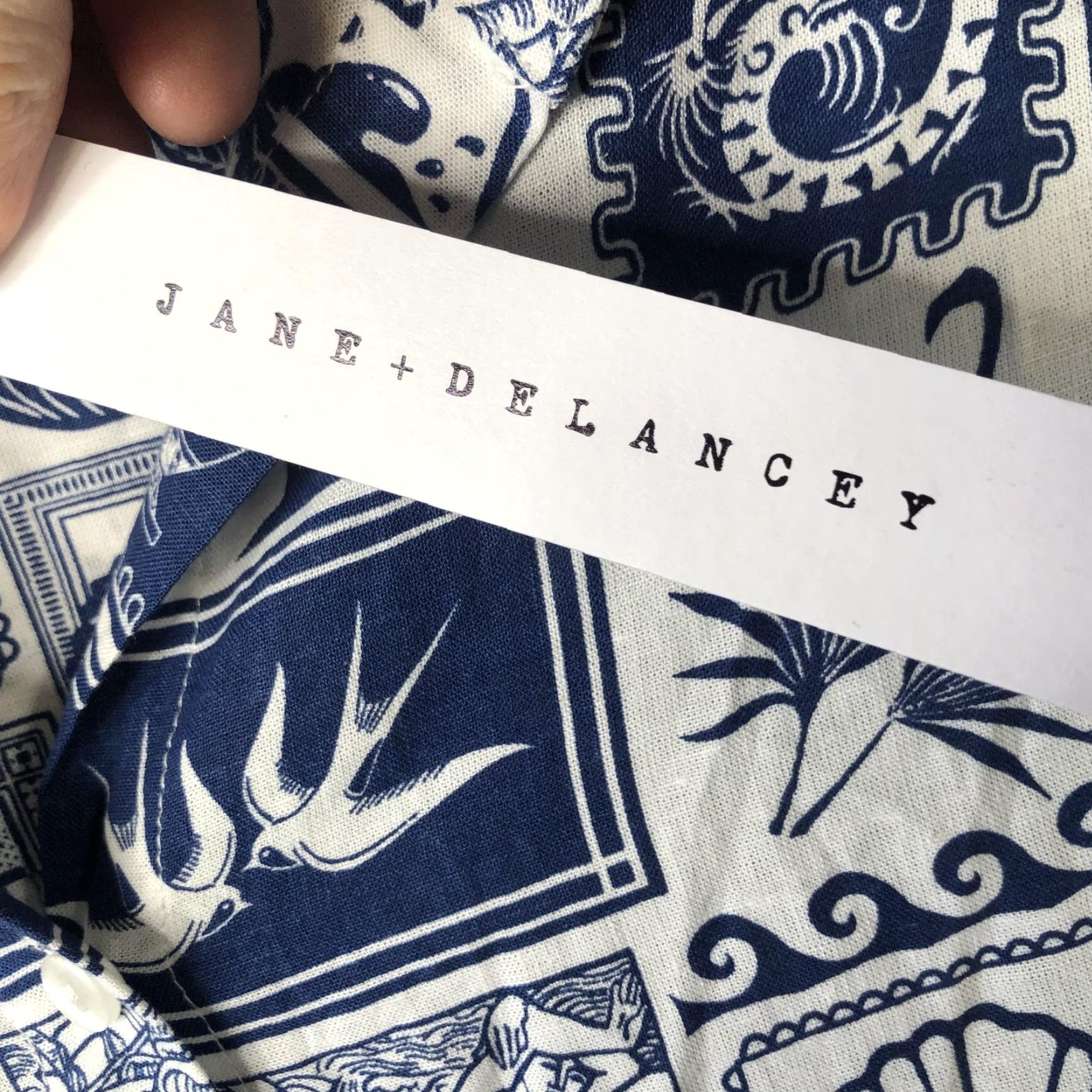 Vintage JANE + DELANCEY Shirt Womens 2X Blue Nautical Print Linen Blend Tunic Beachy Size XXL / US 16-18 / IT 52-54 - 4 Thumbnail