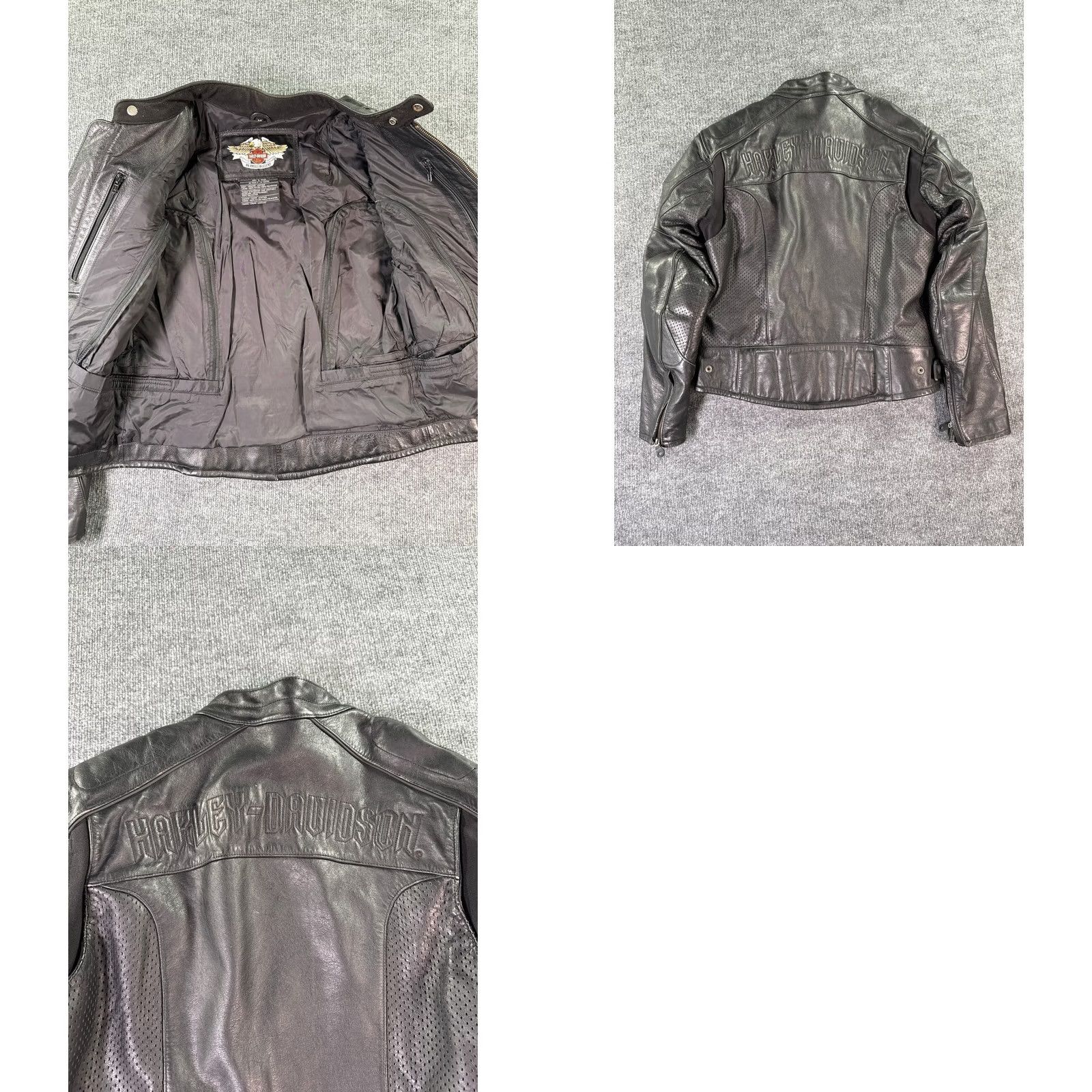 Harley Davidson Harley-Davidson Motorcycle Jacket Mens Medium Black Leather Perforated Paded Size US M / EU 48-50 / 2 - 9 Thumbnail