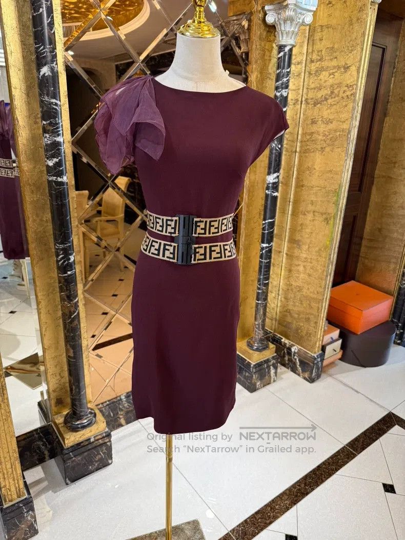 Fendi Fendi Limited show model burgundy dress, classic F waist b Size XS / US 0-2 / IT 36-38 - 9 Thumbnail