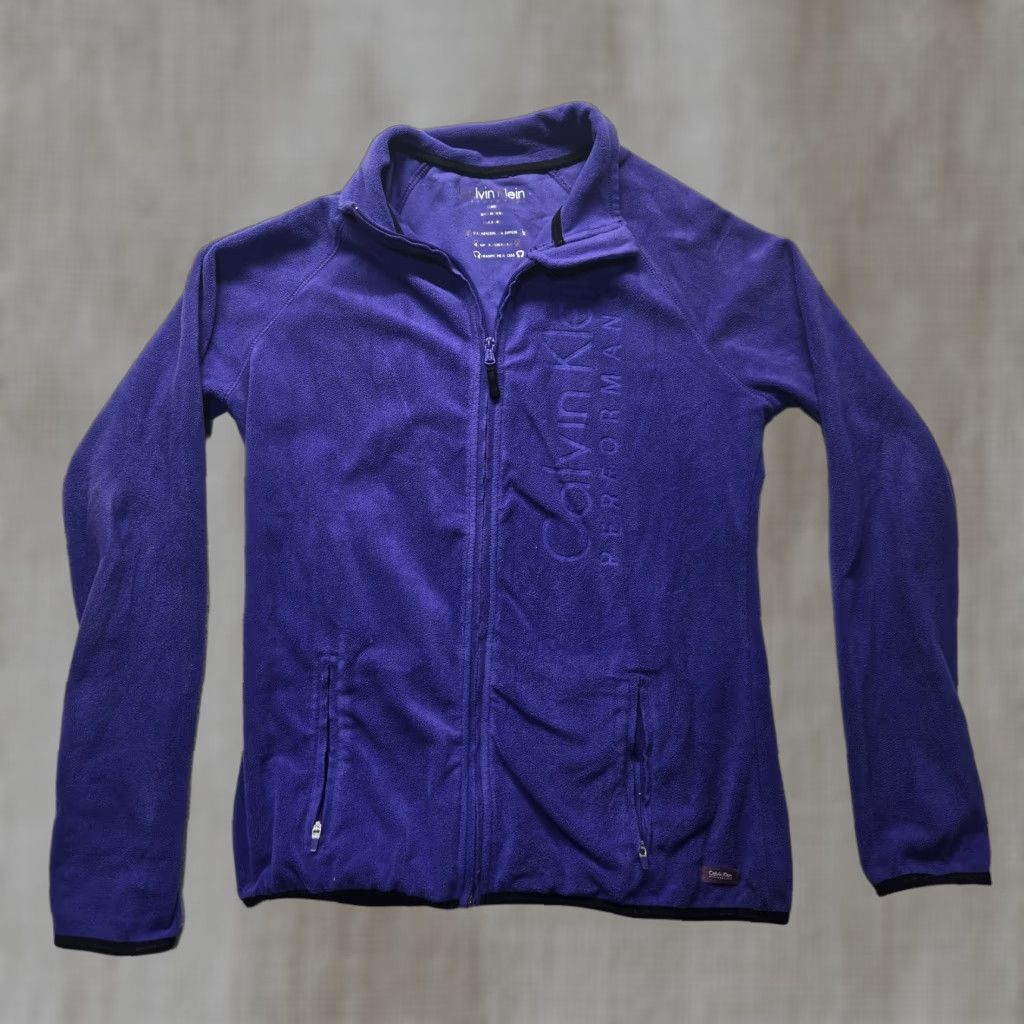 Calvin Klein Calvin Klein Sweatshirt Blue Fleece Full Zip Sweater Spell Out Adult Women Large Size L / US 10 / IT 46 - 1 Thumbnail