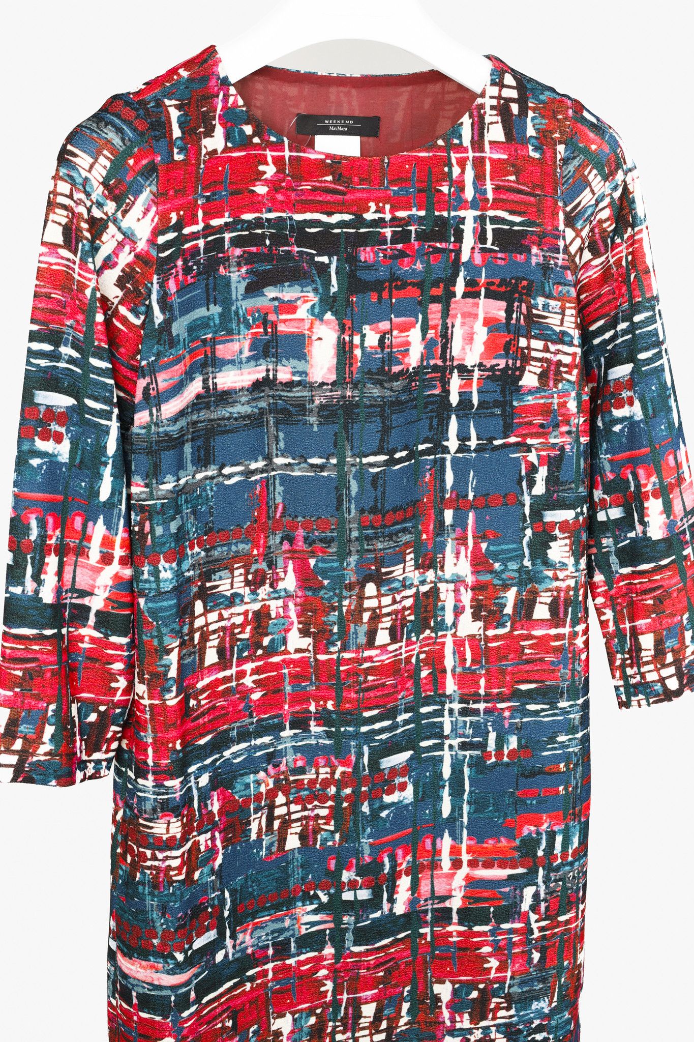 Max Mara Weekend MaxMara Multicoloured 3/4 Sleeve Shift Dress Size XS / US 0-2 / IT 36-38 - 3 Thumbnail