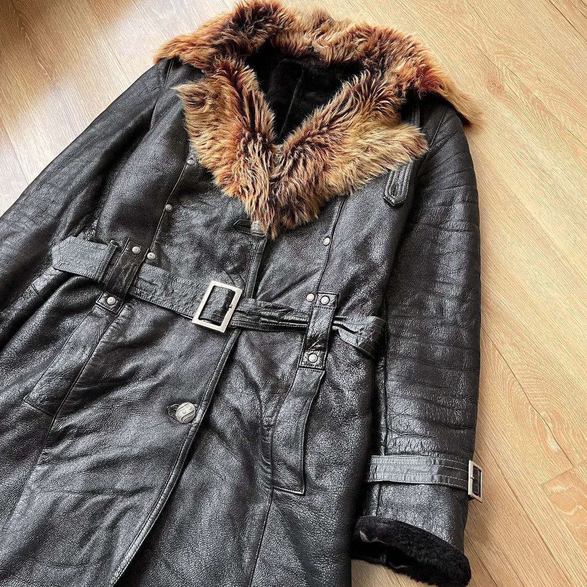 If Six Was Nine 70s VTG Sheepskin Fur Trench Belted Leather Coat LGB Style Size XS / US 0-2 / IT 36-38 - 3 Thumbnail