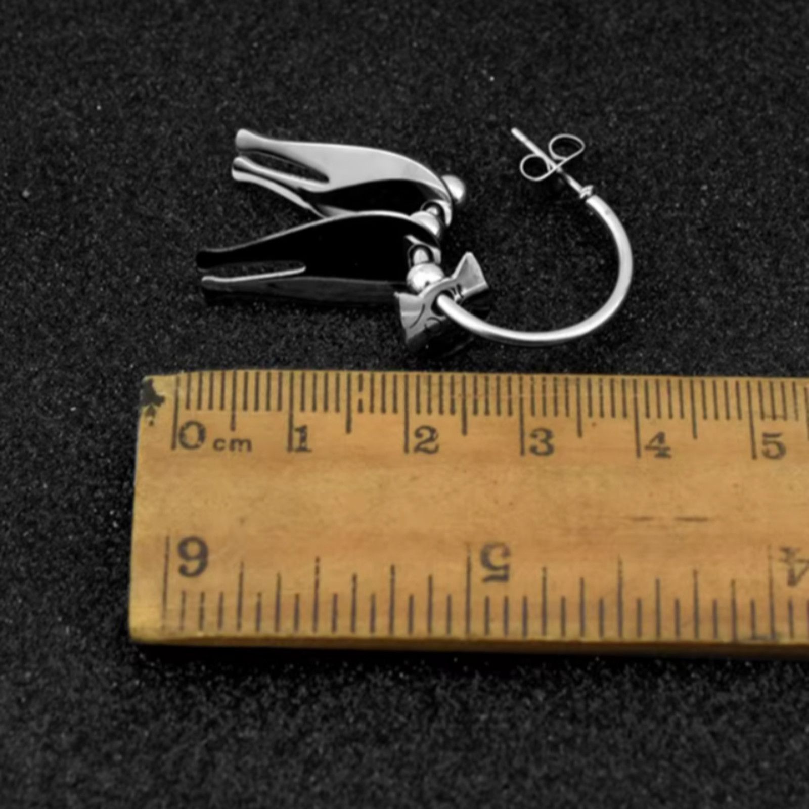 Other Movable Silver Cat Earrings - Stainless Steel Moveable Studs Size ONE SIZE - 4 Thumbnail