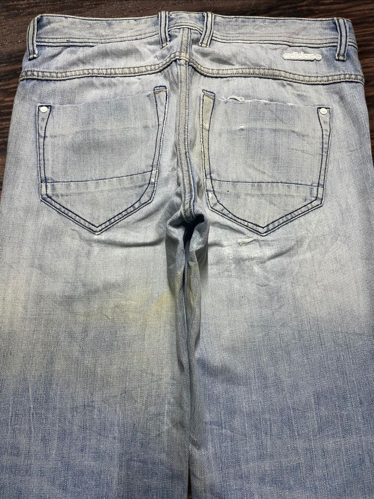 Adidas Vintage Adidas Light Wash Distressed Loose Jeans Size US 33 - 4 Thumbnail