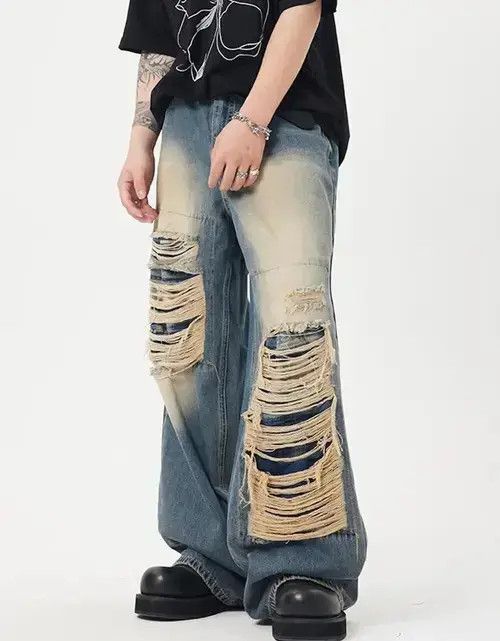 Japanese Brand REDDACHiC Retro Y2k Men Baggy Jeans Big Size Ripped Holes Size US 34 / EU 50 - 4 Thumbnail