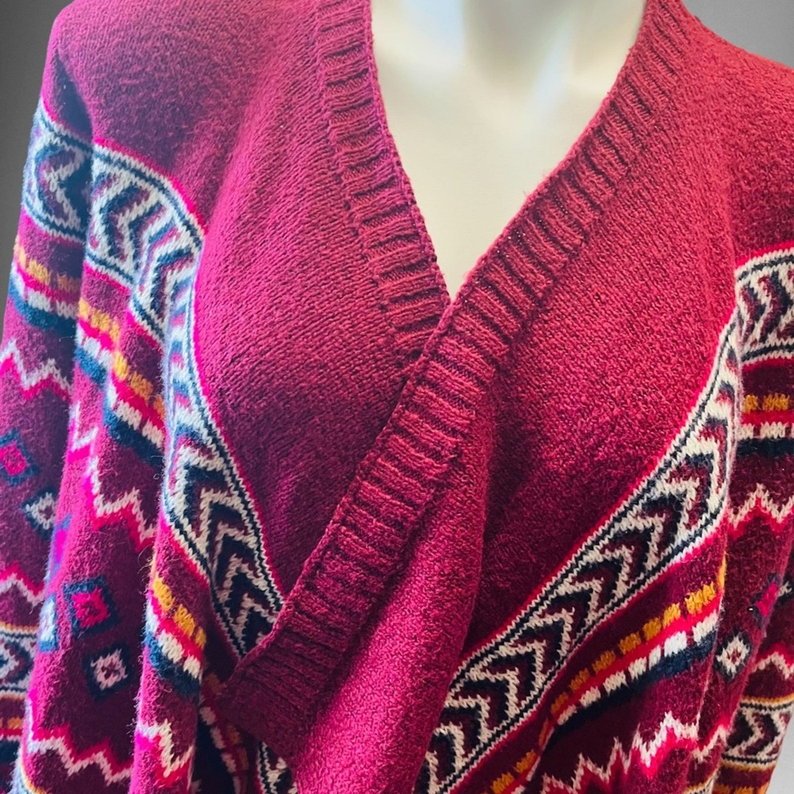Hollister Hollister Boho Cultural Print Open Front Sweater Cardigan Size M / US 6-8 / IT 42-44 - 2 Thumbnail