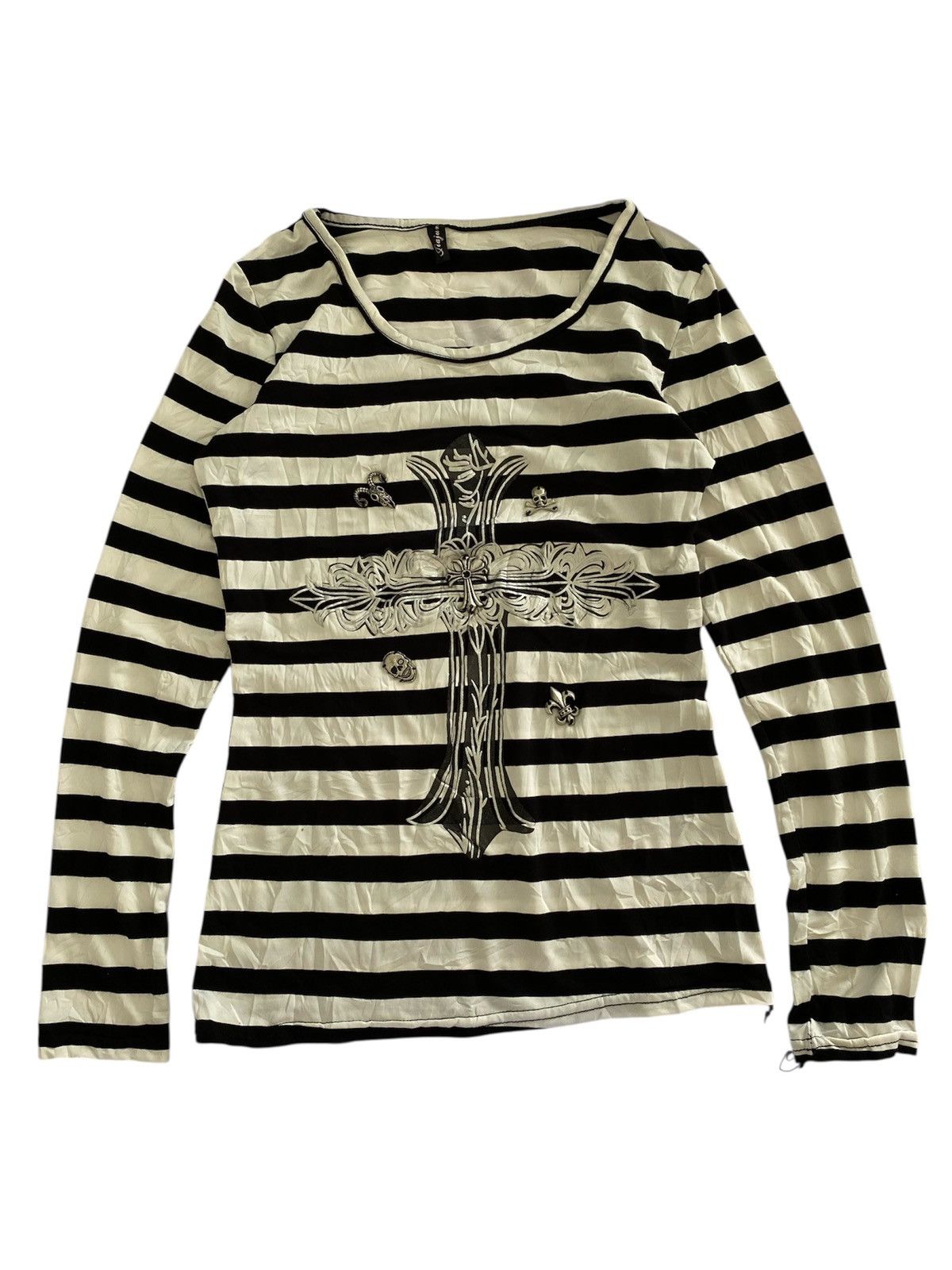 Le Grande Bleu (L.G.B.) Y2k grunge style longgsleeve skull shirt Size XS / US 0-2 / IT 36-38 - 1 Thumbnail