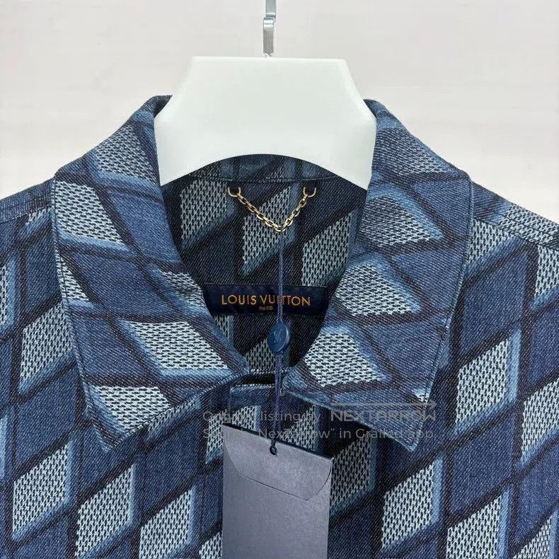 Louis Vuitton Louis Vuitton Diamond Print Denim Shirt. Size US XL / EU 56 / 4 - 3 Thumbnail