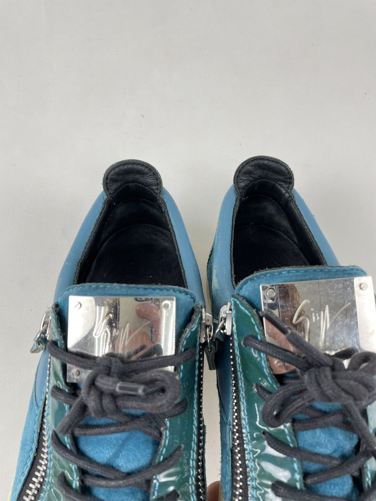 Designer × Giuseppe Zanotti Frankie Leather-Suede Double-Zip Low-Top Sneakers Shoes Size US 8.5 / IT 38.5 - 10 Thumbnail