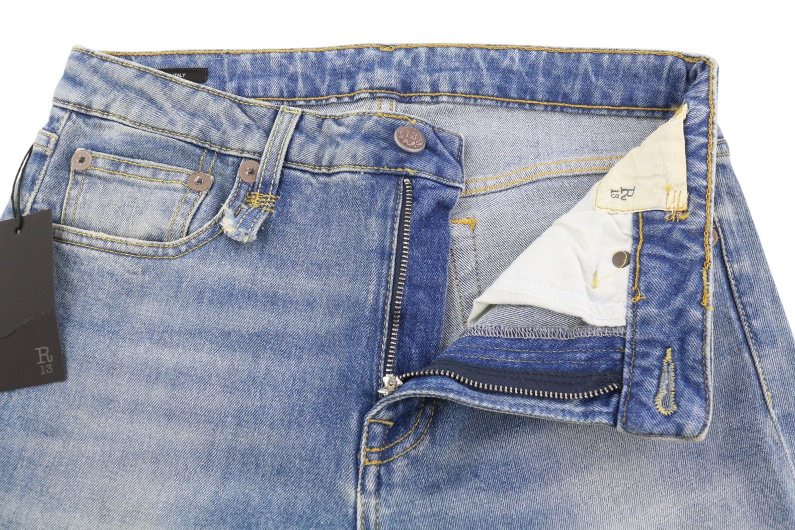 R13 KICK FIT 28 Jasper Stretch Washed Faded Ankle Cropped 86332 Size 28" / US 6 / IT 42 - 5 Thumbnail