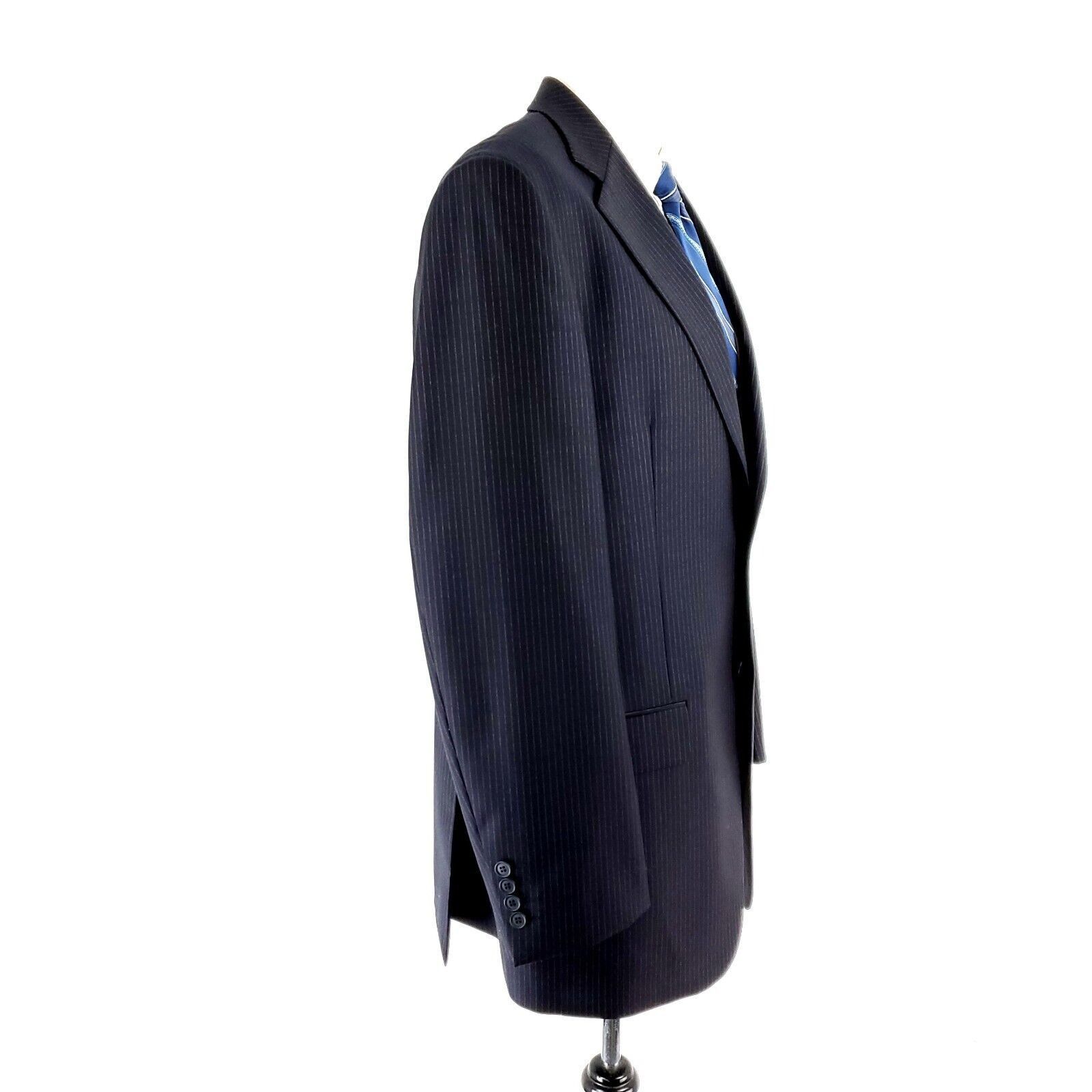 Marks & Spencer Marks Spencer Wool 2 Button 2 Piece Suit 40L Blue Striped 34 Size 40L - 7 Thumbnail