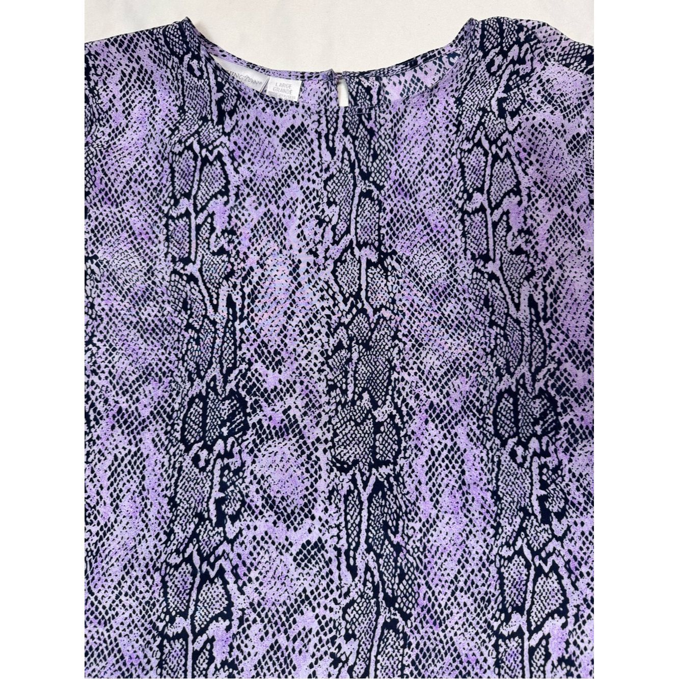Worthington New Worthington 100% Silk Lavender Snake Print Short Sleeve Size L / US 10 / IT 46 - 4 Thumbnail