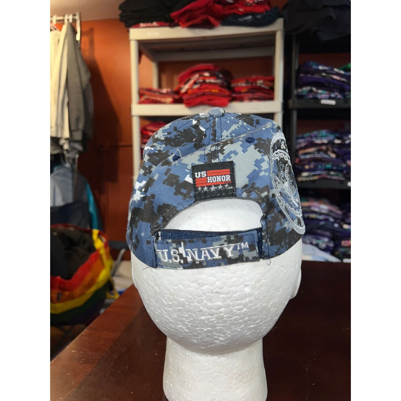 Vintage US Navy Hat United States Blue Camo Cap Headwear OS Size ONE SIZE - 4 Thumbnail