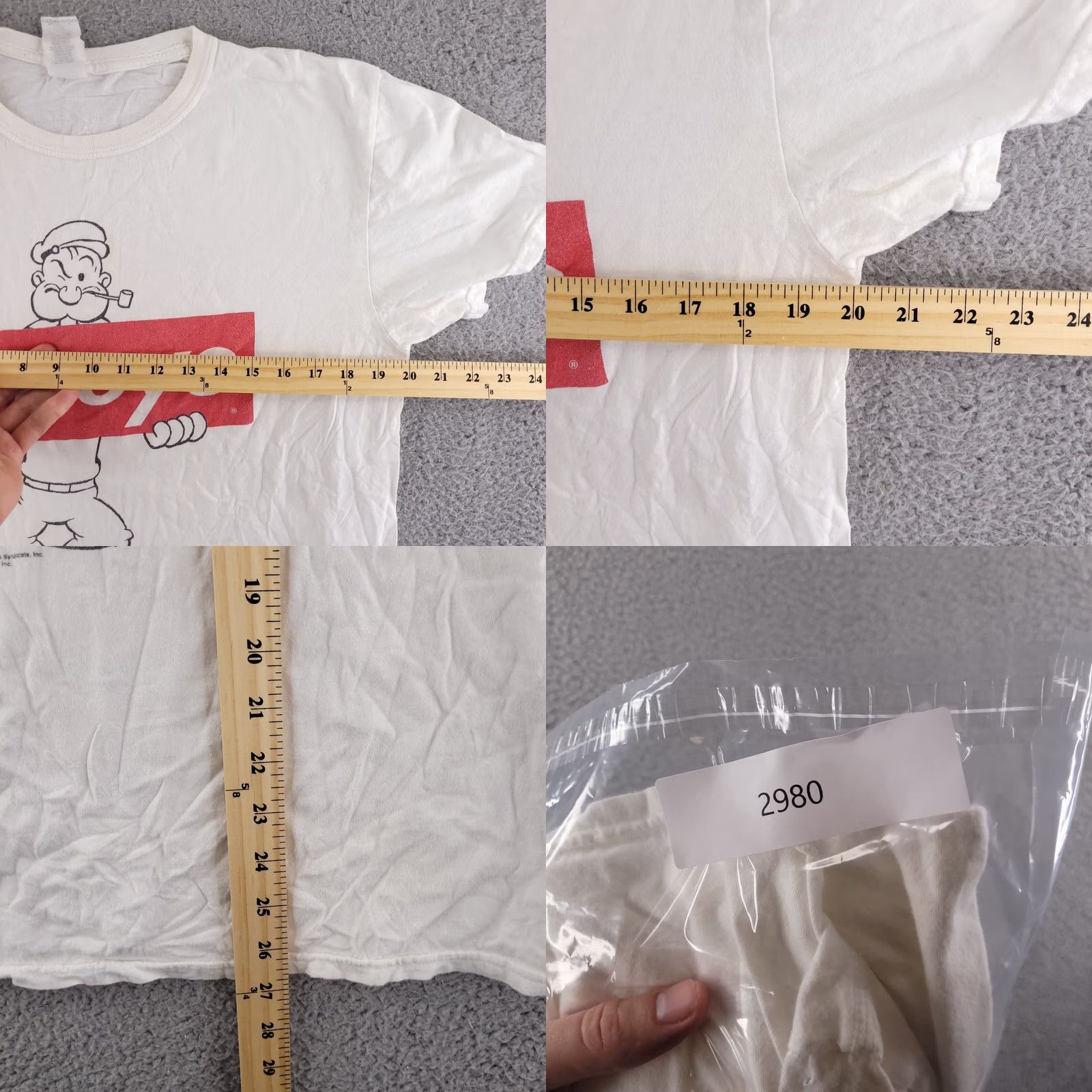 Gildan Popeye the Sailor Man Box Logo Shirt Mens Large Gildan White Short Sleeve Tee Size US L / EU 52-54 / 3 - 8 Thumbnail