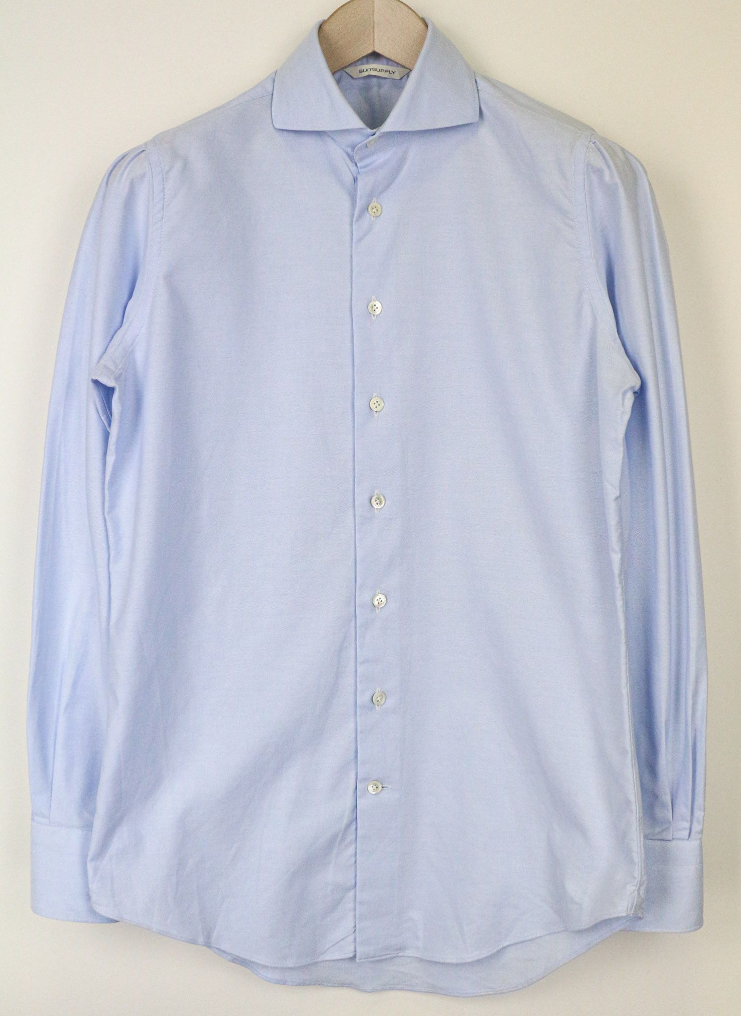 Suitsupply ~XS Slim Blue Cotton Cutaway Shirt 77158 Size US XS / EU 42 / 0 - 1 Thumbnail