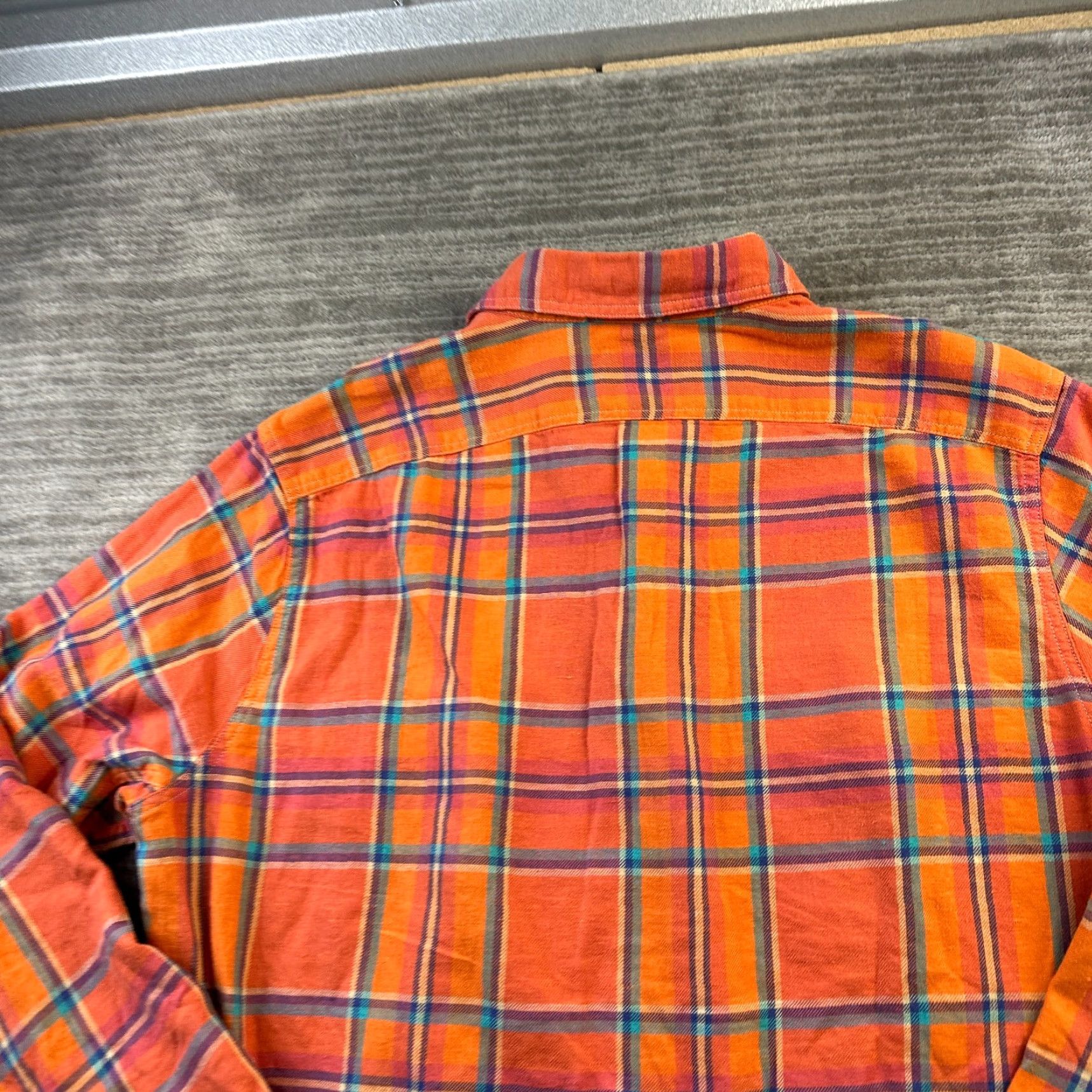 J.Crew J.CREW Shirt Mens M Orange Flannel Plaid Button-Up Pocket Wide Collar Casual Vintage? No. (Oops) Size US M / EU 48-50 / 2 - 6 Thumbnail