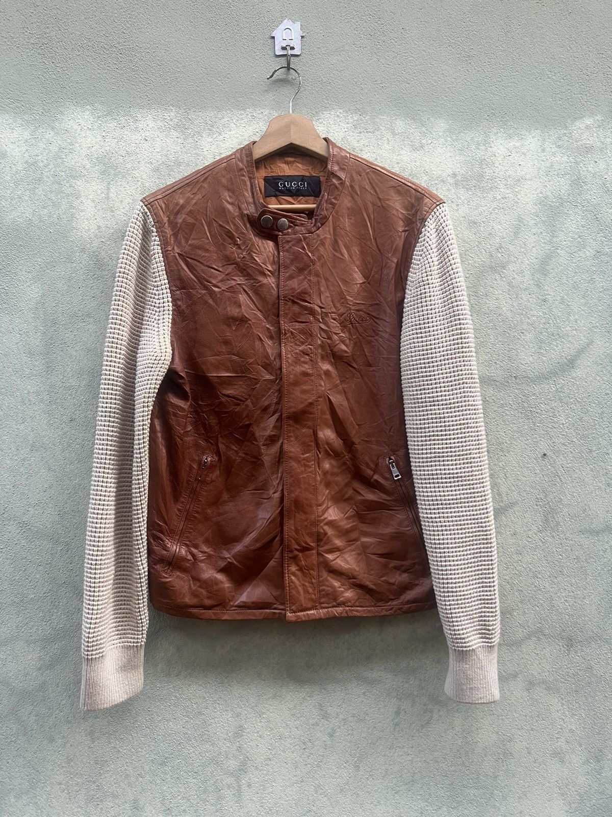Gucci Gucci Authentic Leather & Knitted Leather Jacket Size US M / EU 48-50 / 2 - 1 Thumbnail