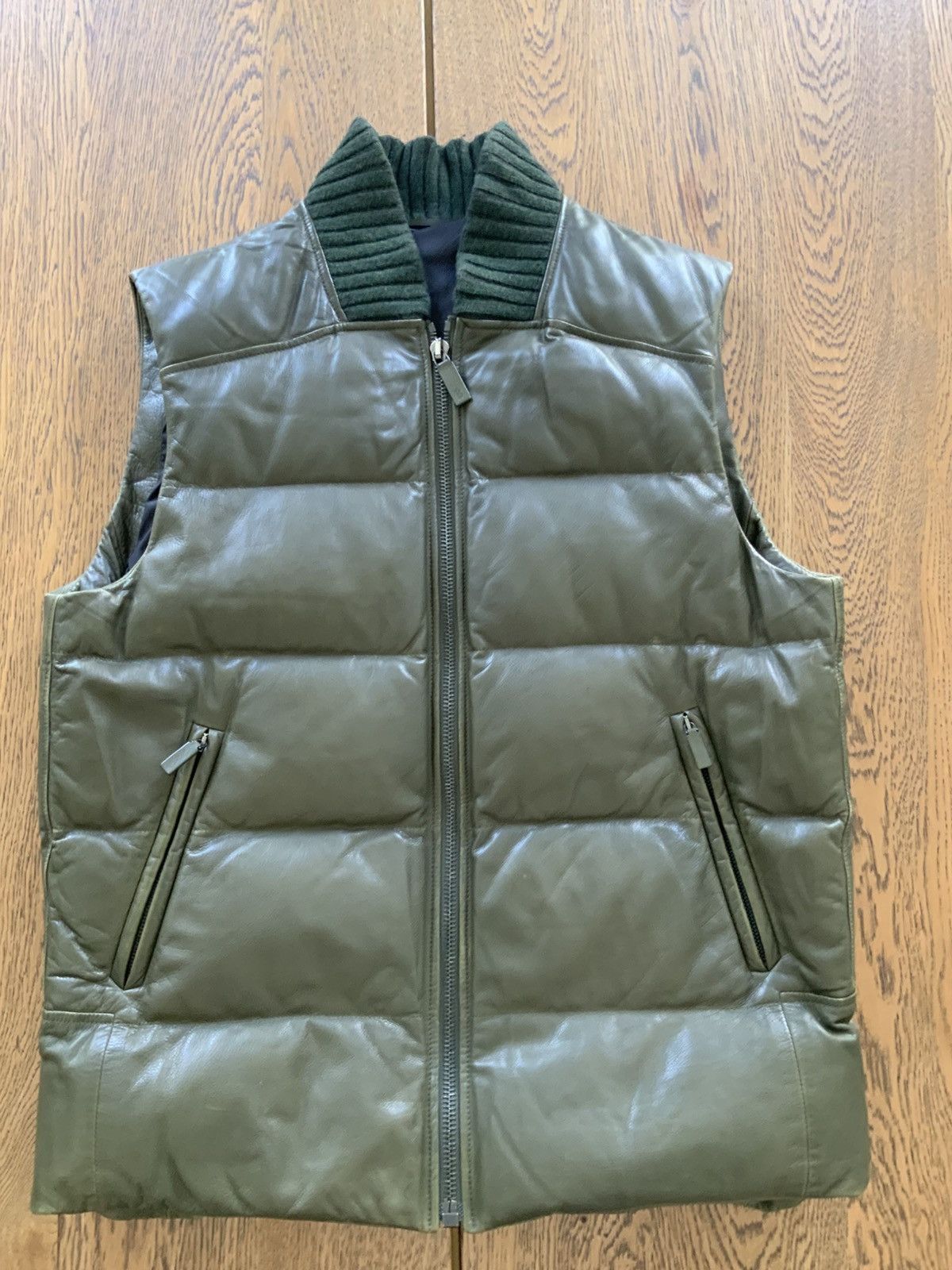 Berluti Haider Ackermann Camo green Calf leather vest Size US M / EU 48-50 / 2 - 1 Thumbnail