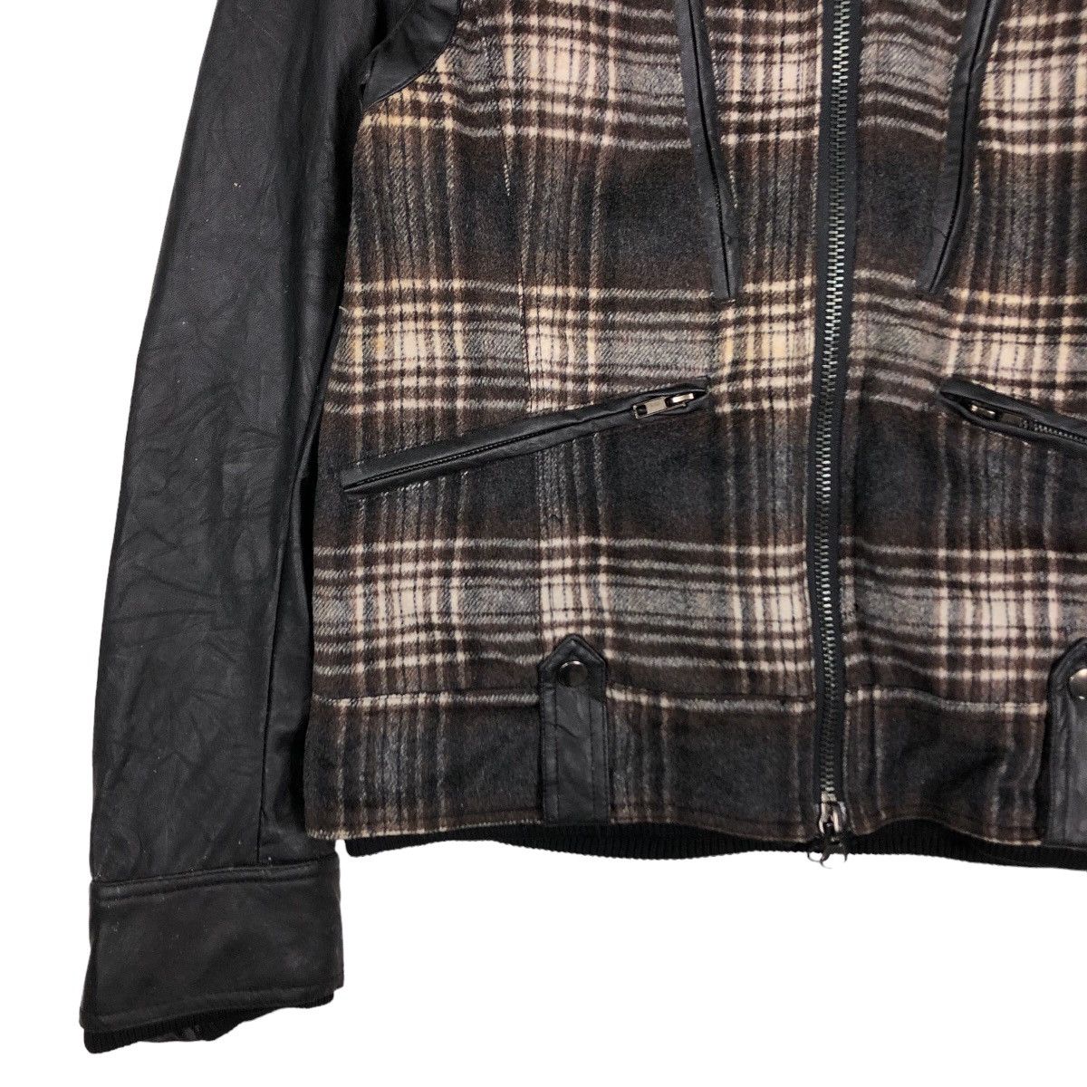 Japanese Brand 🔥Vintage Biker Jacket Leather Handling BreathMint Tartan Size US M / EU 48-50 / 2 - 4 Thumbnail