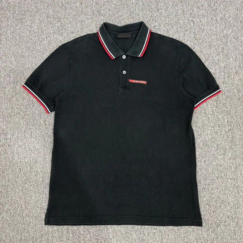 Prada Prada Black Cotton Men's Polo Shirt Size US L / EU 52-54 / 3 - 1 Thumbnail