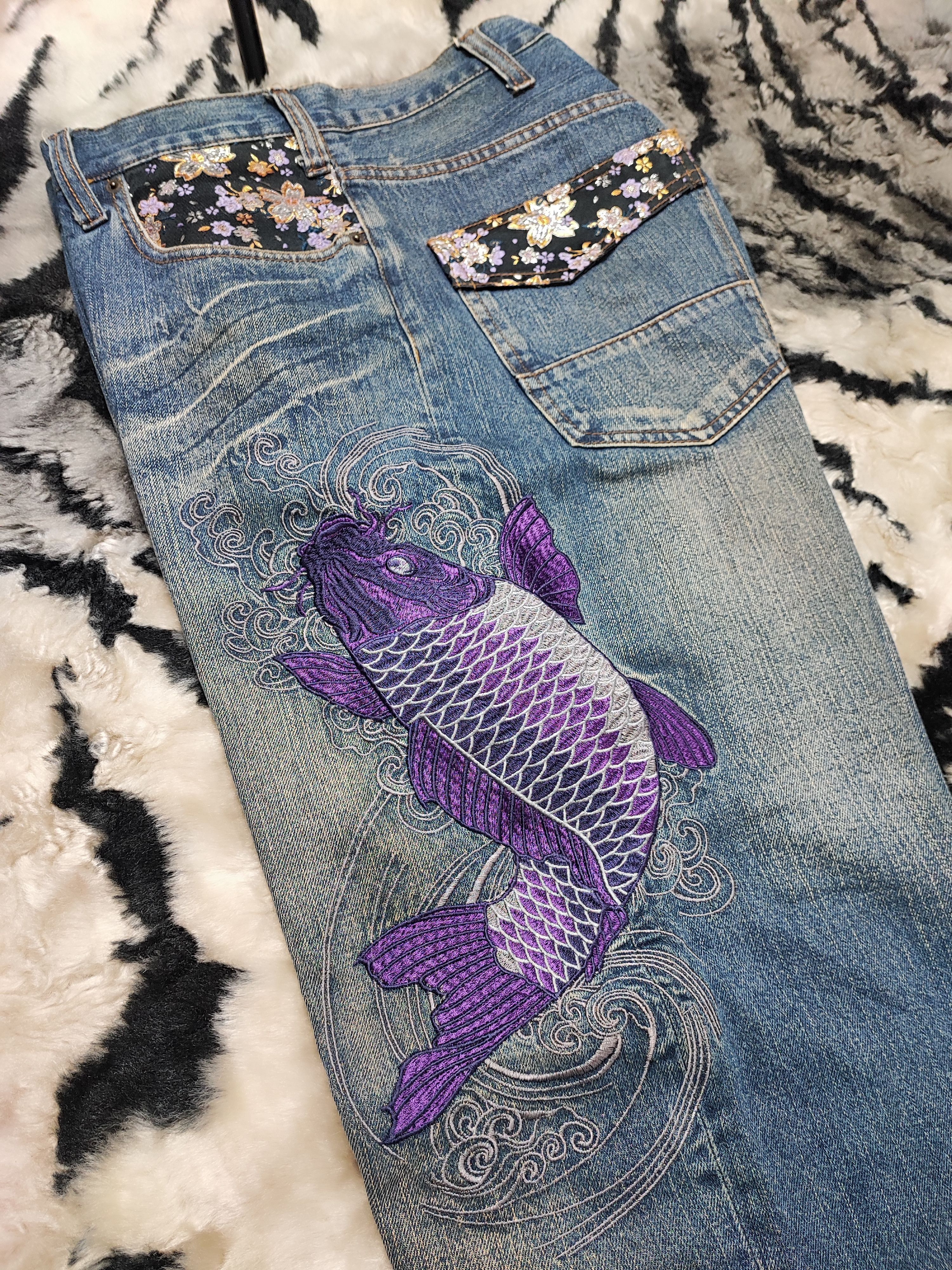 Japanese Brand Vintage Y2K Miyabi Musubi Japan Wagara Koi Fish Embroidery Size US 38 / EU 54 - 16 Thumbnail